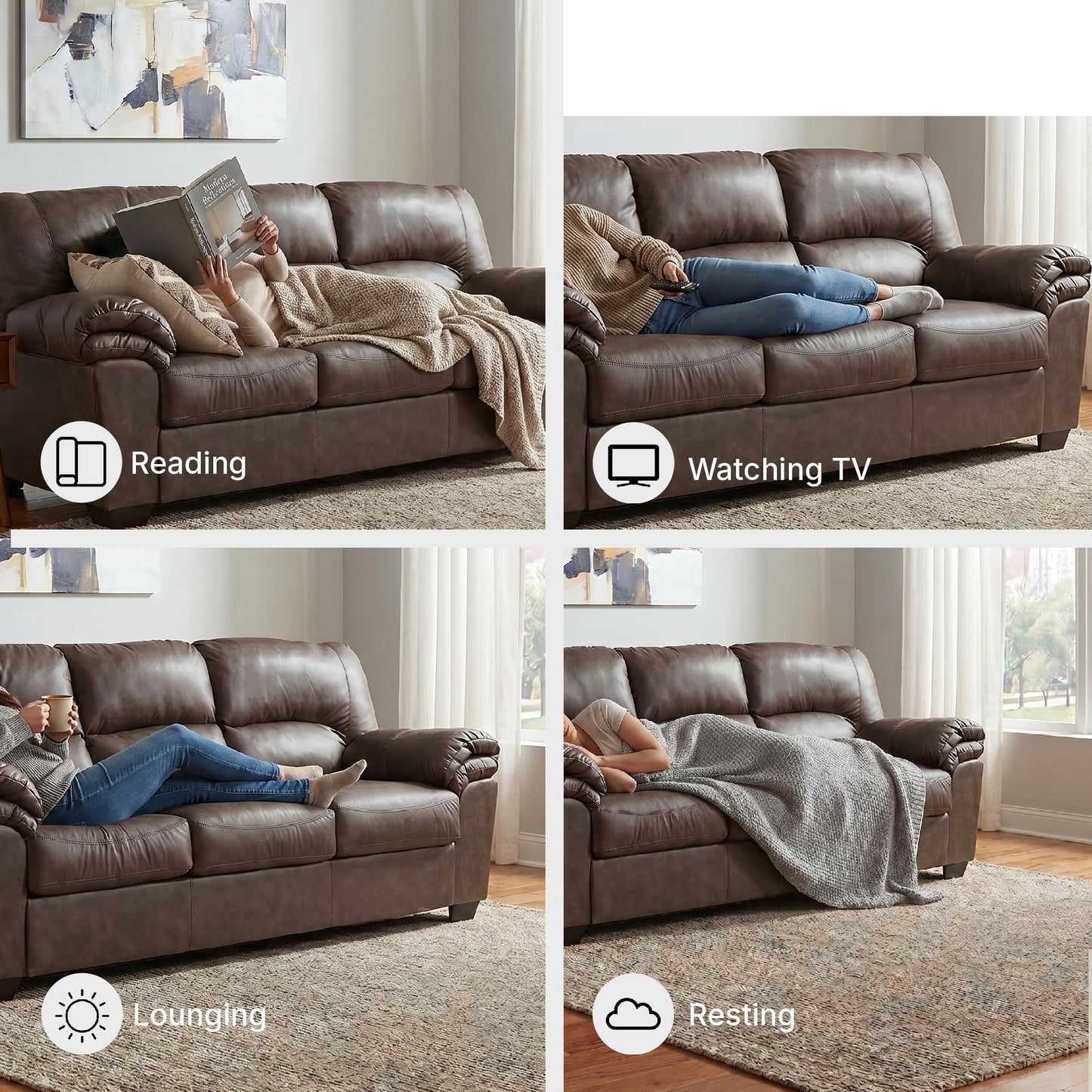 Signature Design by Ashley WalkerPoint Contemporary Sofa with Removable Cushion, Dark Brown