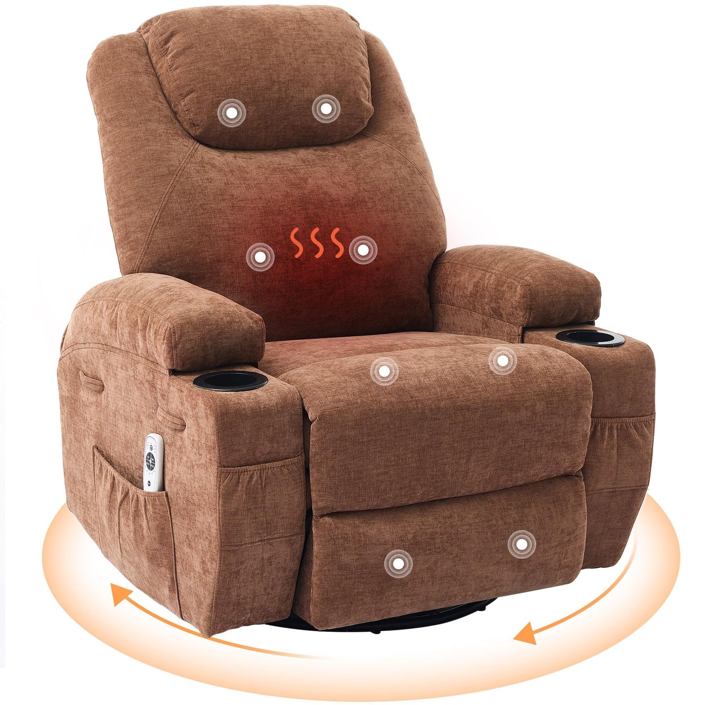 360 Swivel Rocker Recliner Chair for Adults with Massage and Heat, Manual Glider Rocking Chairs for Living Room, Nursery