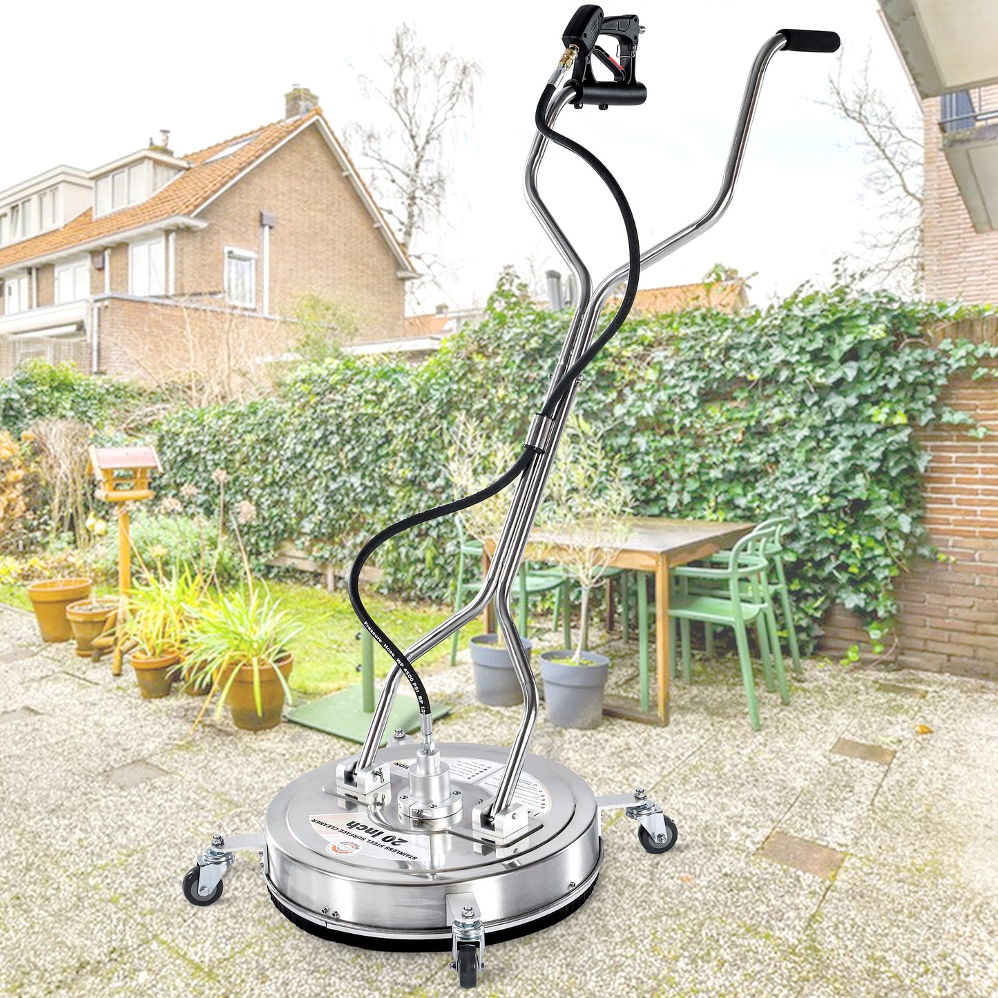 PWACCS 20" Pressure Washer Surface Cleaner with Wheels, Stainless Steel