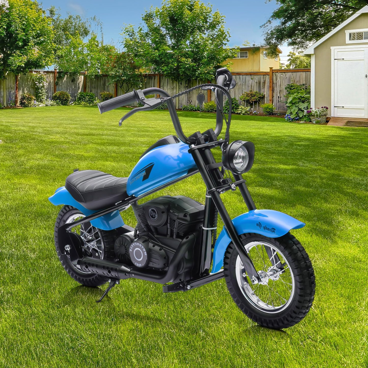 Electric Dirt Bike for Kids 24V, 150lb Max Weight & 15mph, Chain Driven Motor w/12'' Air Filled Tires, Handbrake & Shock Absorbers, LED Lights, Power Display Ride On Toy for Boys & Girls