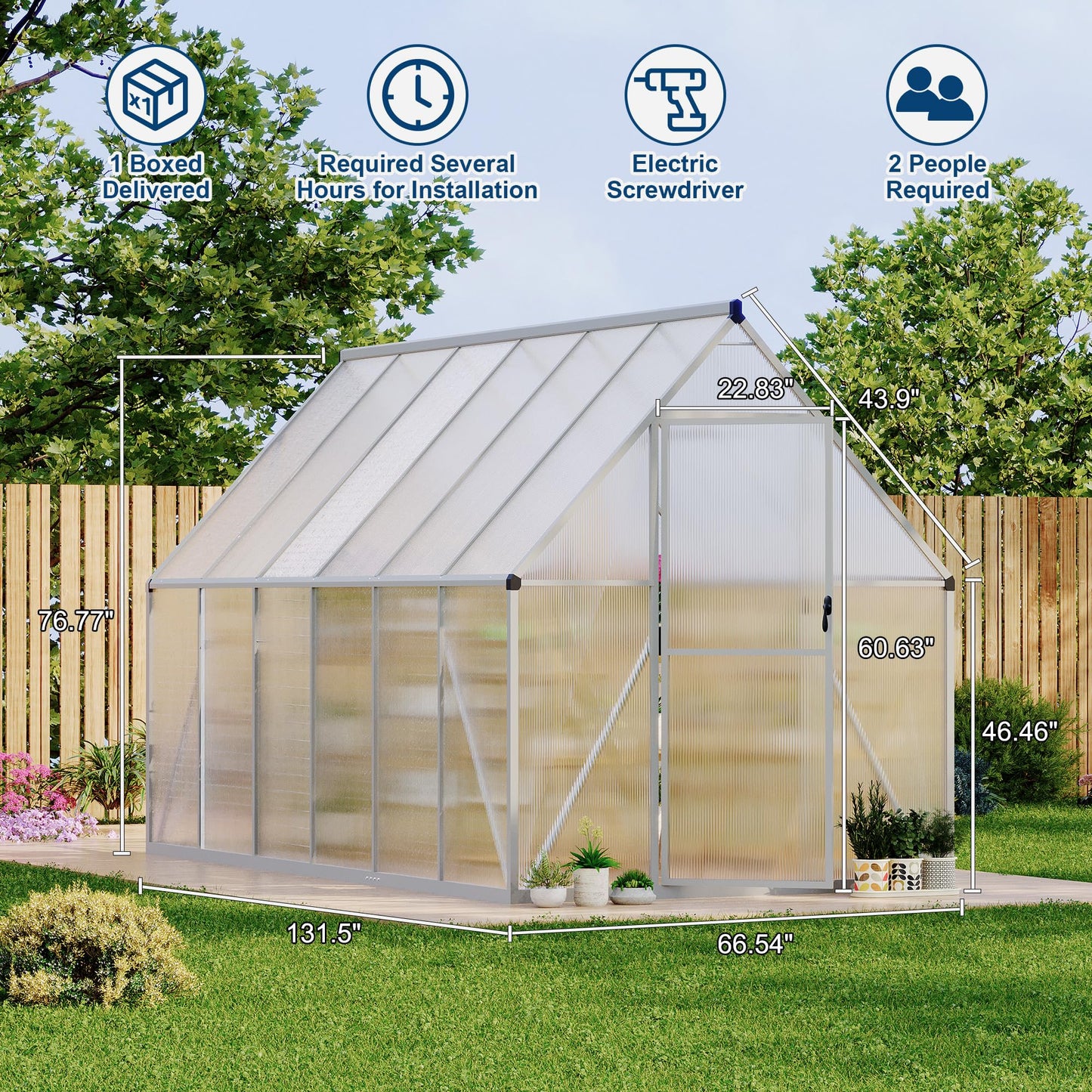 GarveeLife 6X11FT Polycarbonate Greenhouse with Aluminum Frame, Polycarbonate Greenhouse for Outdoors, Greenhouses with Ventilation, Aluminum Large Walk-in Greenhouses for Outside