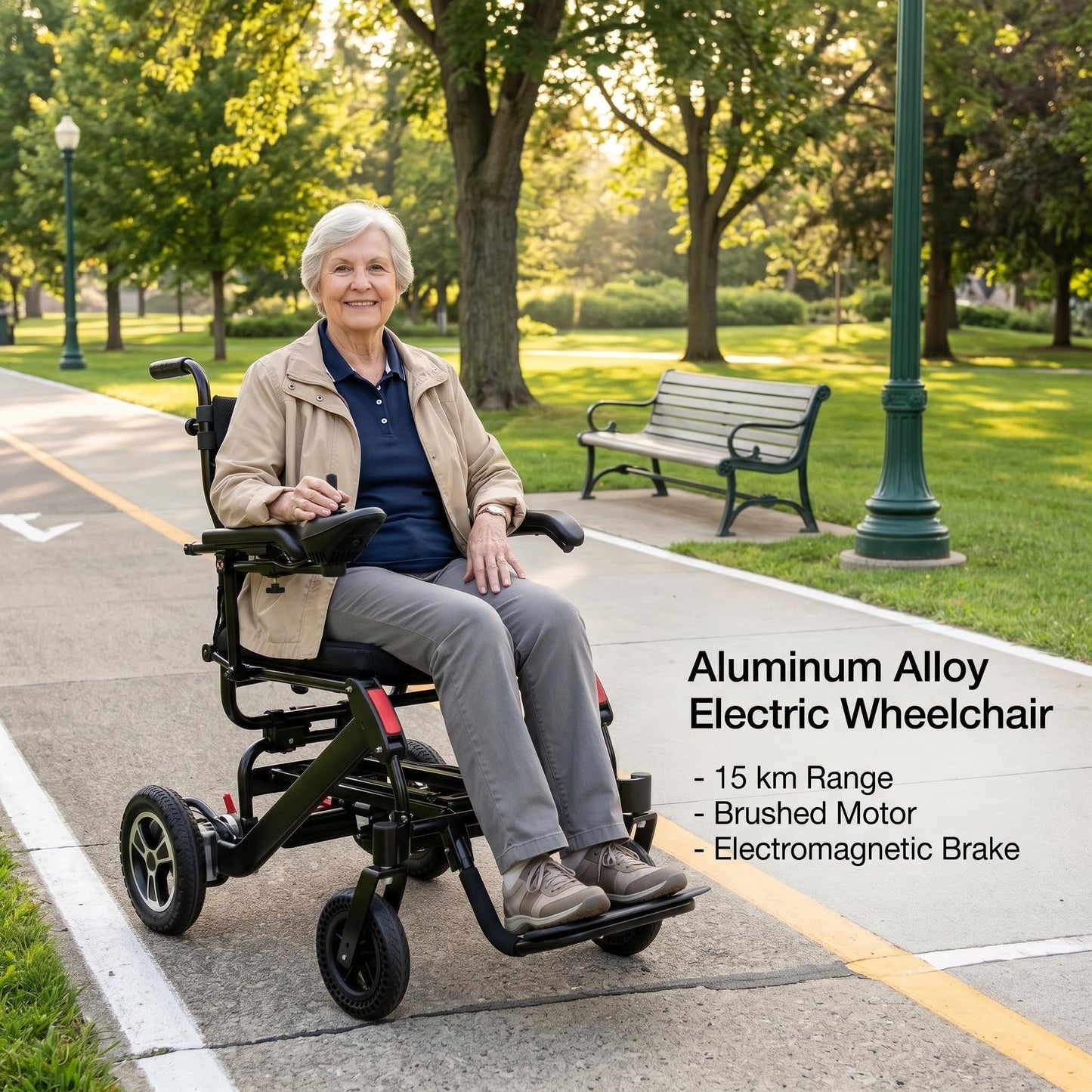 Electric Wheelchairs for Adults, Lightweight Electric Wheelchair for Seniors, Aluminum Motorized Wheelchair with 10AH Battery, 9.3-Mile Range, Dual 250W Motors, Flip-Back Armrests, Black