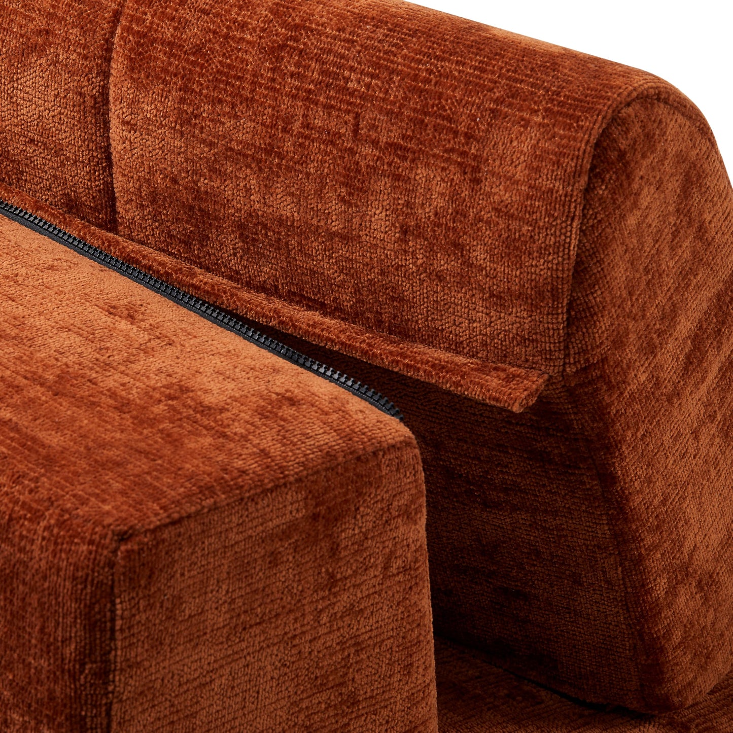 Merax 119" L-Shaped Curved Sectional Sofa Set | 4 Seat Modern Minimalist Tufted Cloud Couch with Chaise Lounge | Fully Upholstered Arms | Right-Hand Facing Foam | No-Tools Assembly, Dark Orange