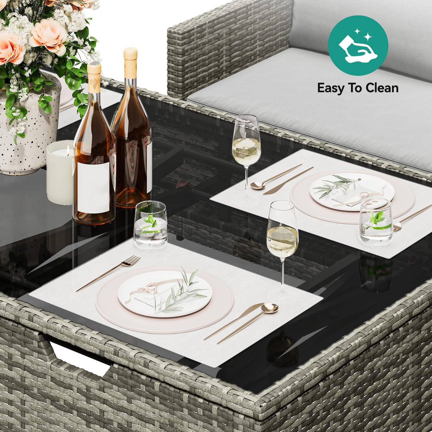 YITAHOME 9PCS Patio Furniture Set with Lift-Top Coffee Table & Ottoman, Outdoor Modular Sectional Sofa, Waterproof Patio Conversation Set, All-Weather Patio Sofa, Outdoor Couch for Deck Backyard