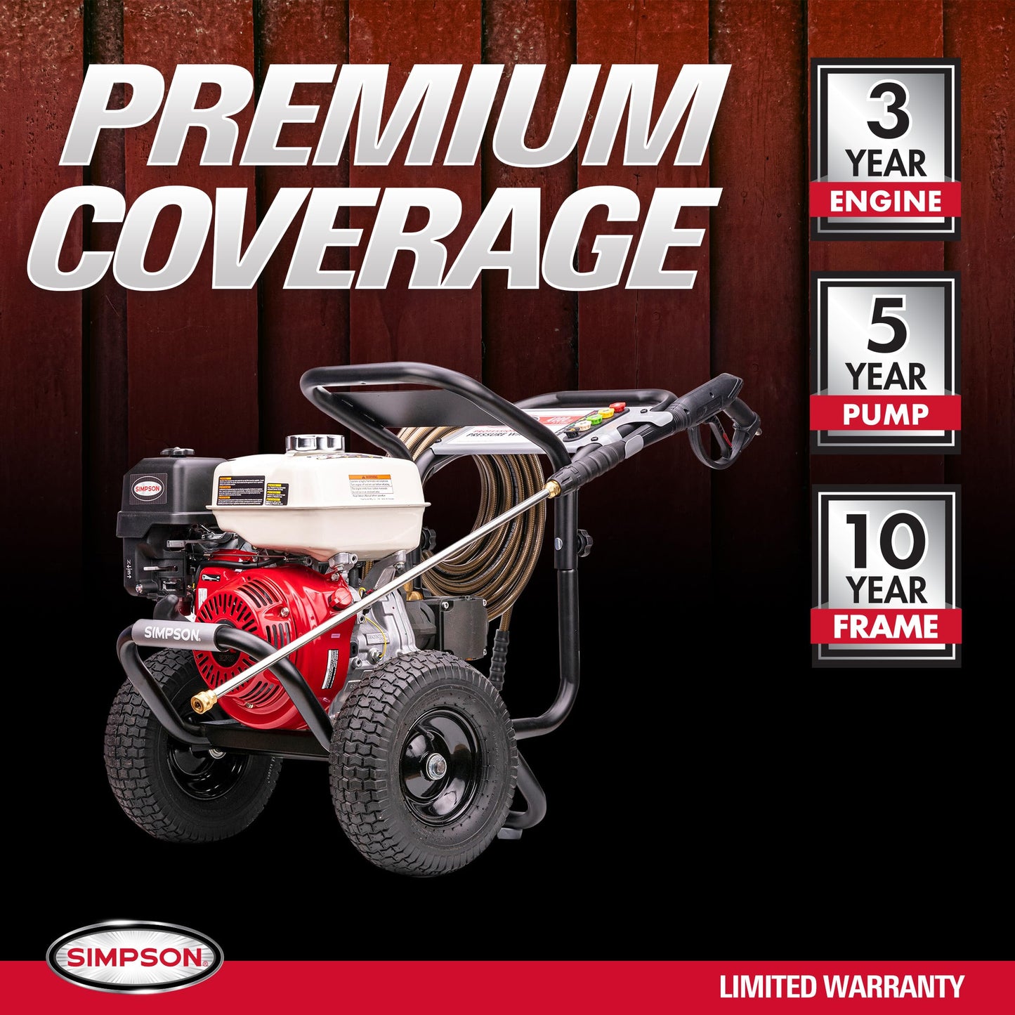 Simpson Cleaning PS60869 PowerShot 4000 PSI Gas Pressure Washer, 3.5 GPM AAA Triplex Pump, Honda GX270 Engine, Includes Spray Gun, Wand, 5 QC Nozzle Tips, 3/8-inch x 50-Foot Monster Hose, 49-State