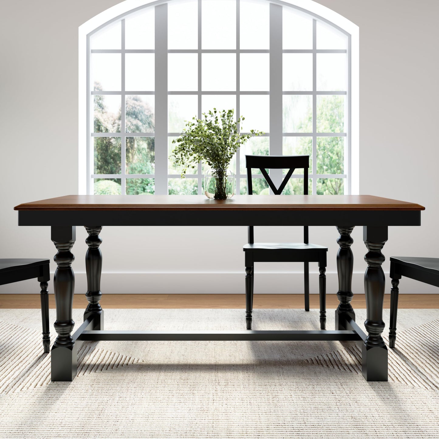 Bush Home 67-Inch Dining Table for 4-6 People, Squire Trestle Farmhouse Rectangular Wood Dining Room Table, Kitchen, Living Room, Sterling Dining Collection, Burnished Medium Brown and Black Paint