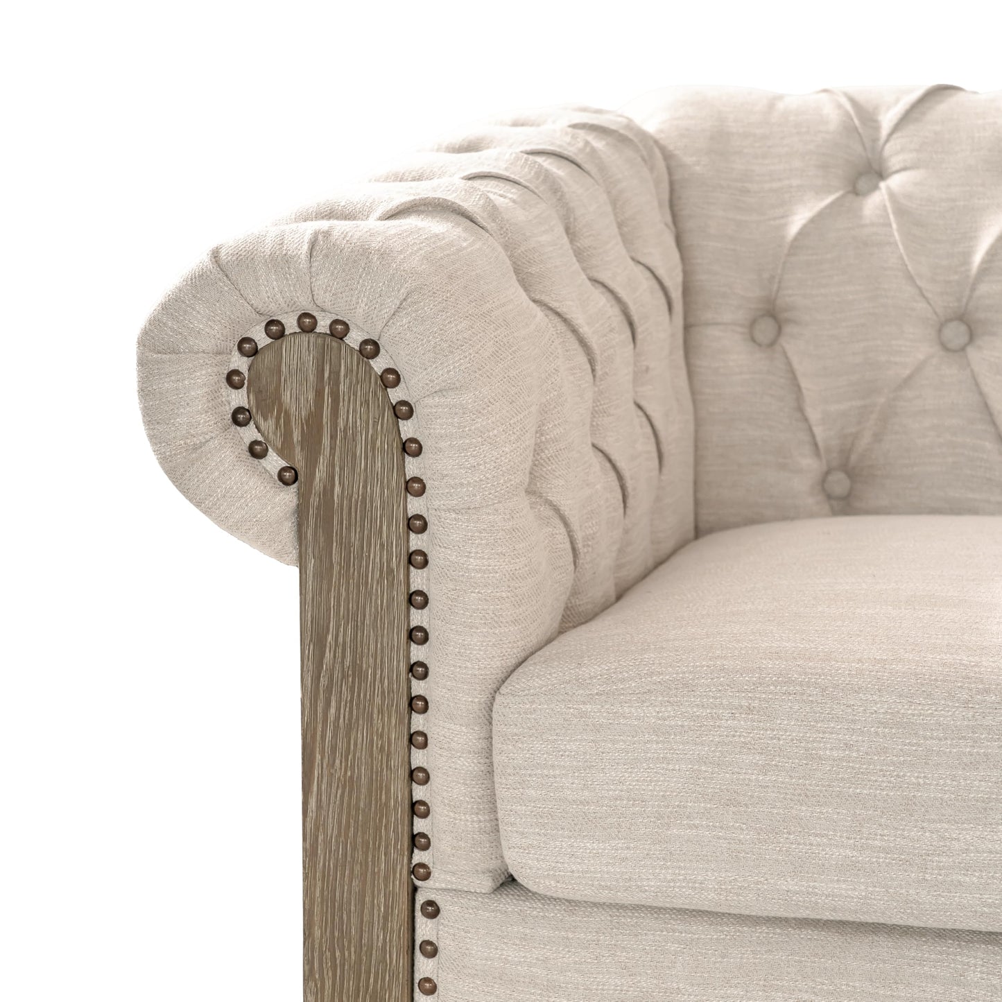 Merax Chesterfield Sofa, Retro Upholstered 6 Seater Rolled Arm Couch for Living Room Bedroom Office, Beige