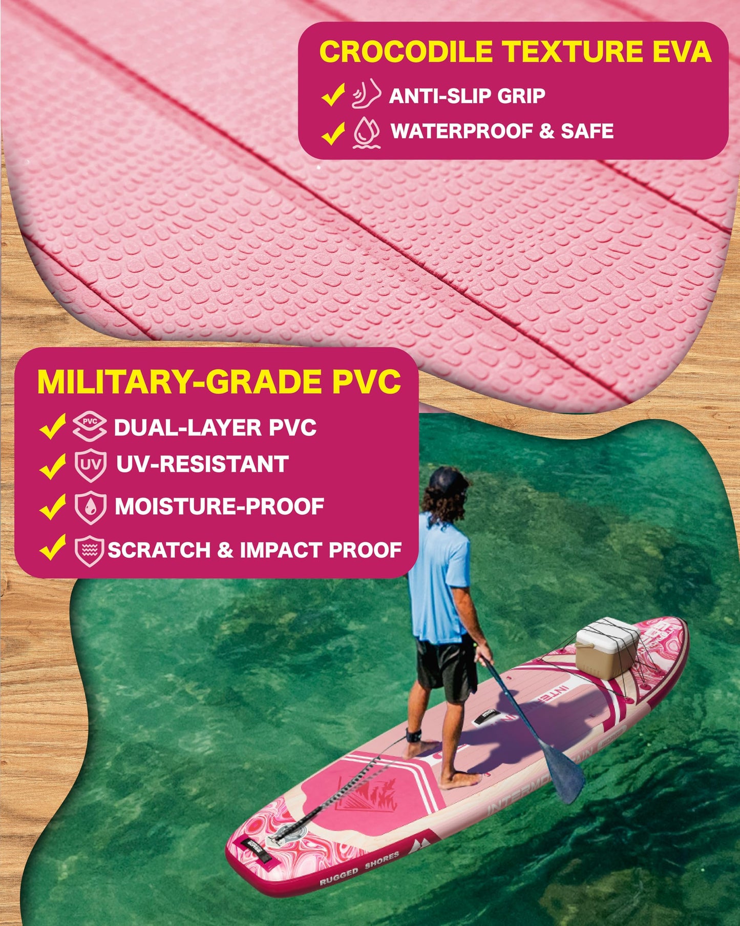 11'x34 Ultra Wide Inflatable Paddle Board, Stand Up Paddle Board &420lb Capacity for All Skill, Paddle Board for Yoga/Family, EVA Deck, US Fin, 100L Bag, High-Pressure Pump, Safety Leash