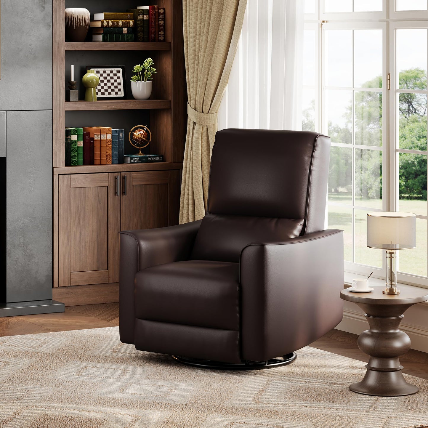 Garvee 360° Swivel Rocking Recliner Glider Chair – High-Back PU Leather Deep Seat Manual Recliner for Nursery, Living Room, Bedroom & Home Theater