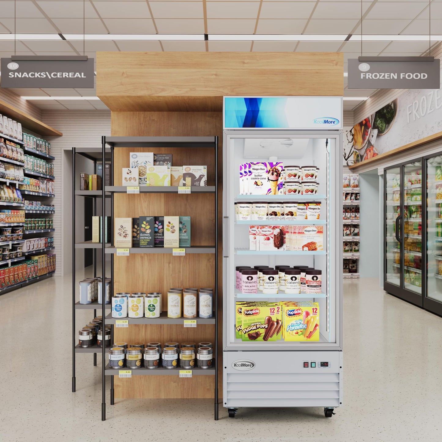 KoolMore 31 in. Commercial One Glass Door Display Upright Freezer Merchandiser in White 23 Cu. Ft. (MDF-1GD-23C-WH)