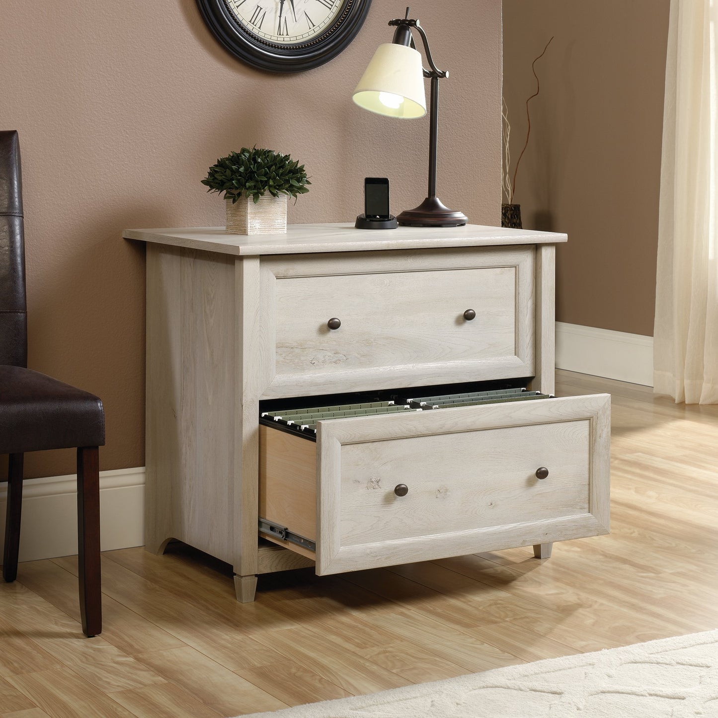 Sauder Edge Water 2 Drawer Lateral Filing Cabinet, Office File Cabinet, in Chalked Chestnut