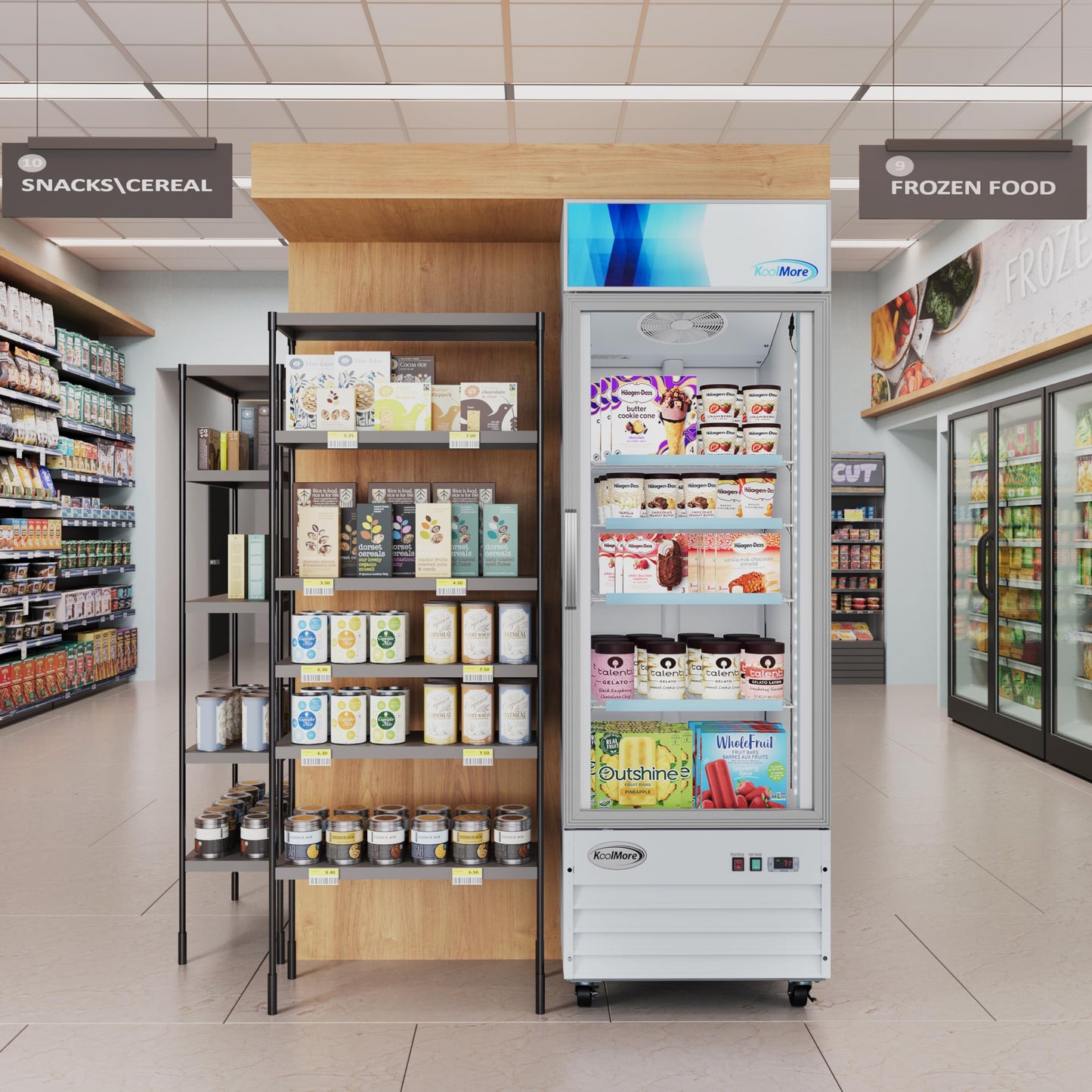 KoolMore 27 in. Commercial One Glass Door Display Upright Freezer Merchandiser in White 13 Cu. Ft. (MDF-1GD-13C-WH)
