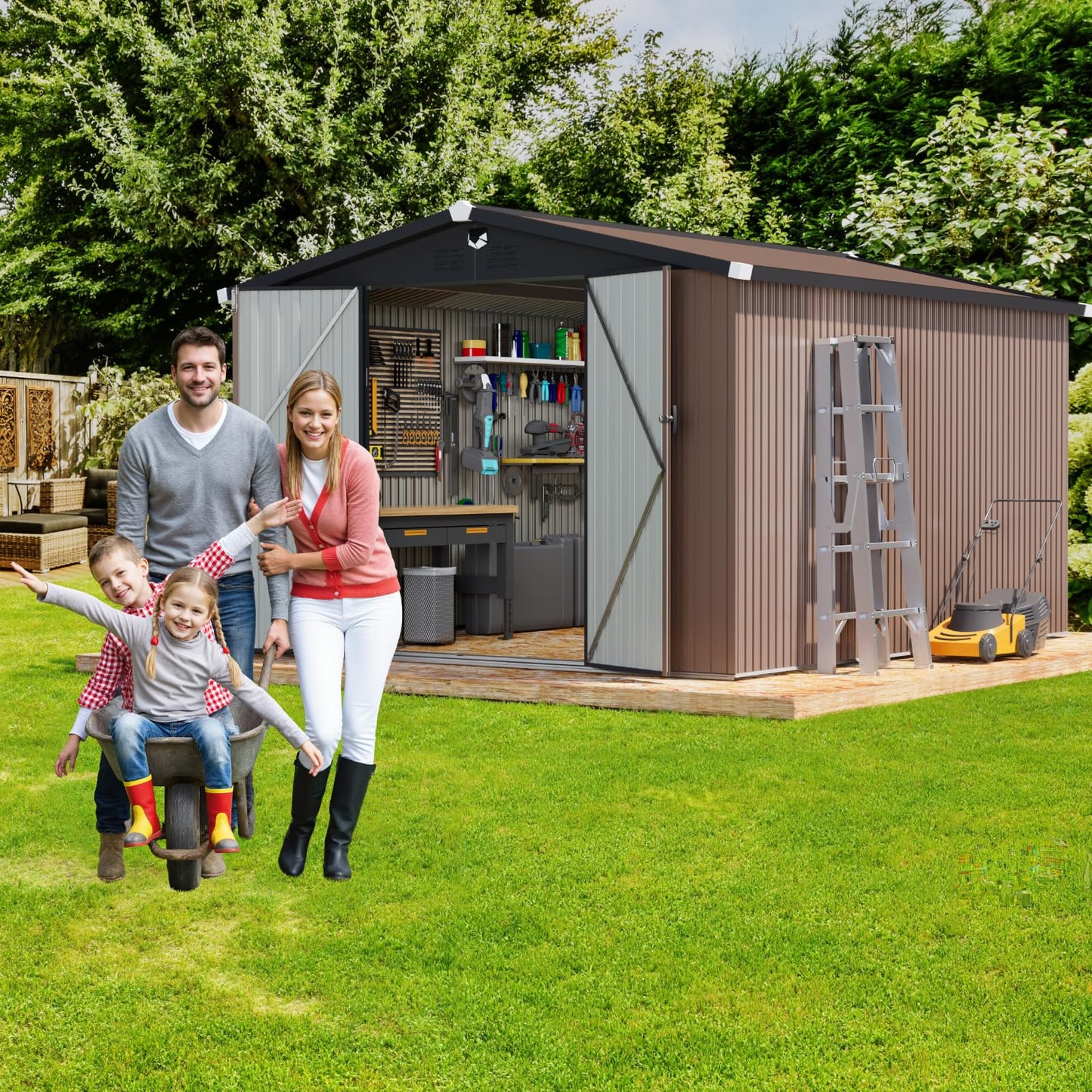 Metal Storage Shed,10x8 Outdoor Storage Building,Large Backyard Garden Sheds with Lockable Door,Waterproof Outside Storage Sheds with Locking Doors