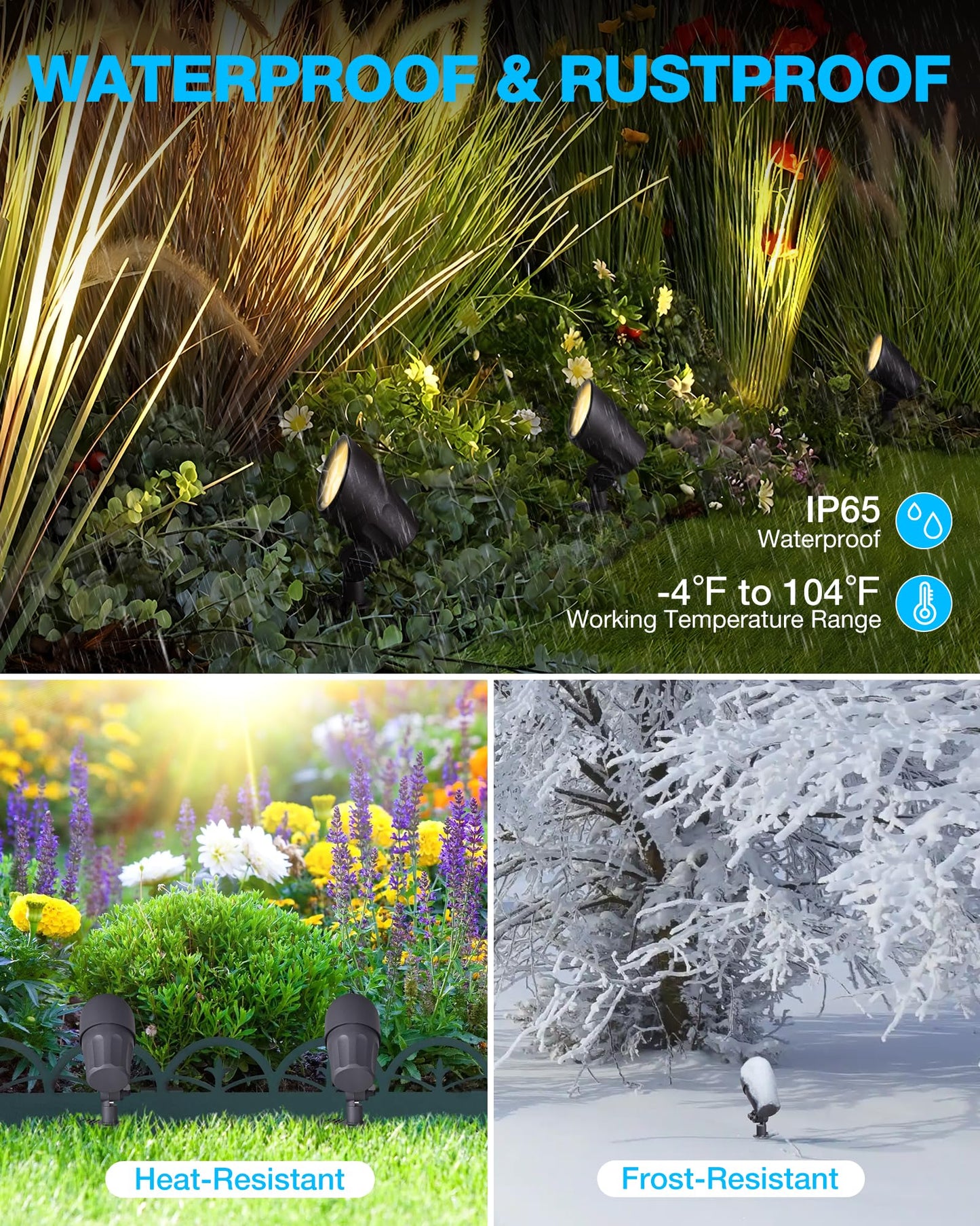 SUNVIE 6W Low Voltage Landscape Lighting LED Spotlights Waterproof Black 4 Pack Model CLWS0604C