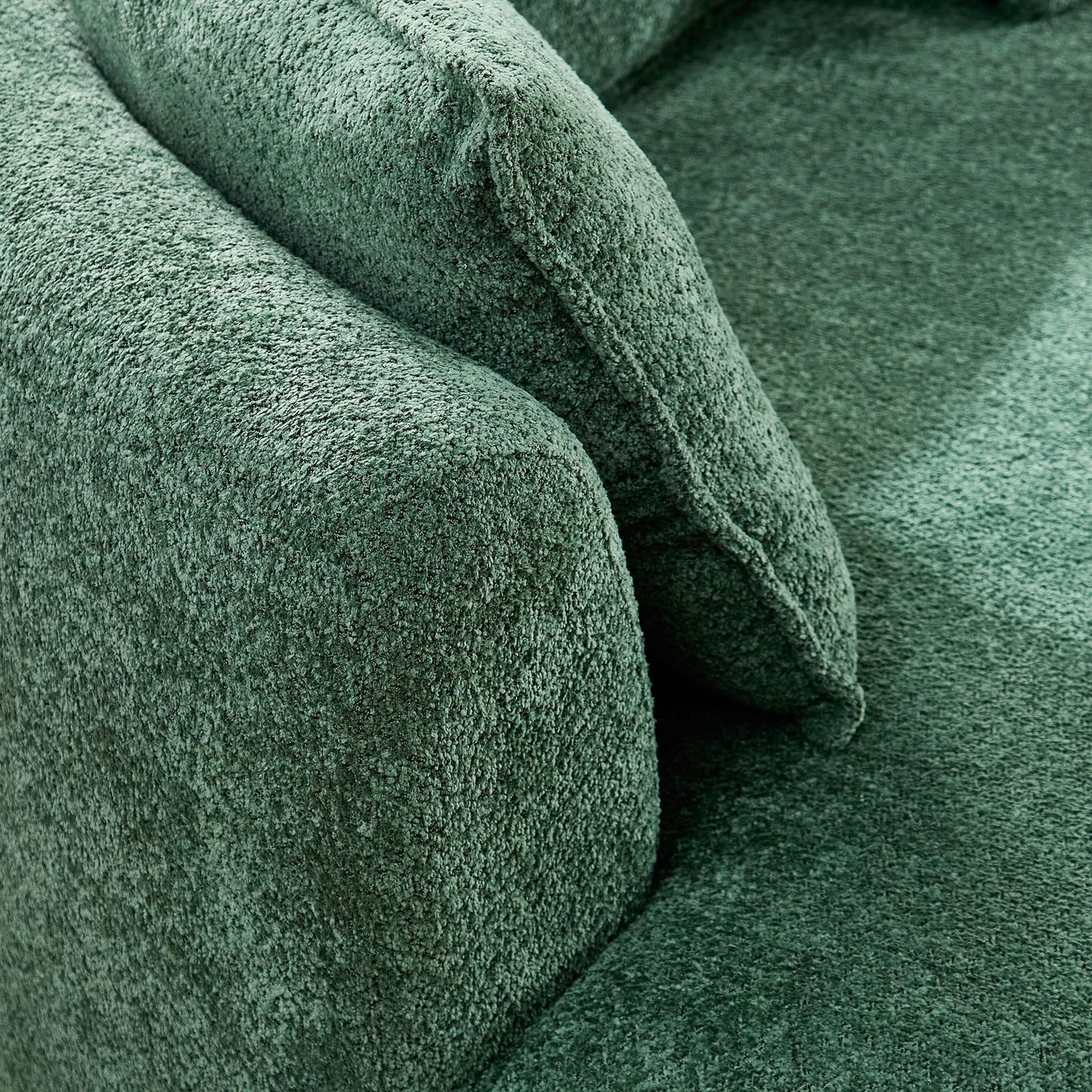 KEIKI 125" Luxury Curved Boucle Sectional Sofa with Right Chaise, Upholstered Modern Style Oversized 5-Seater Couch with Thickened Seat Cushions, Easy Assembly, for Apartment, Living Room, Green