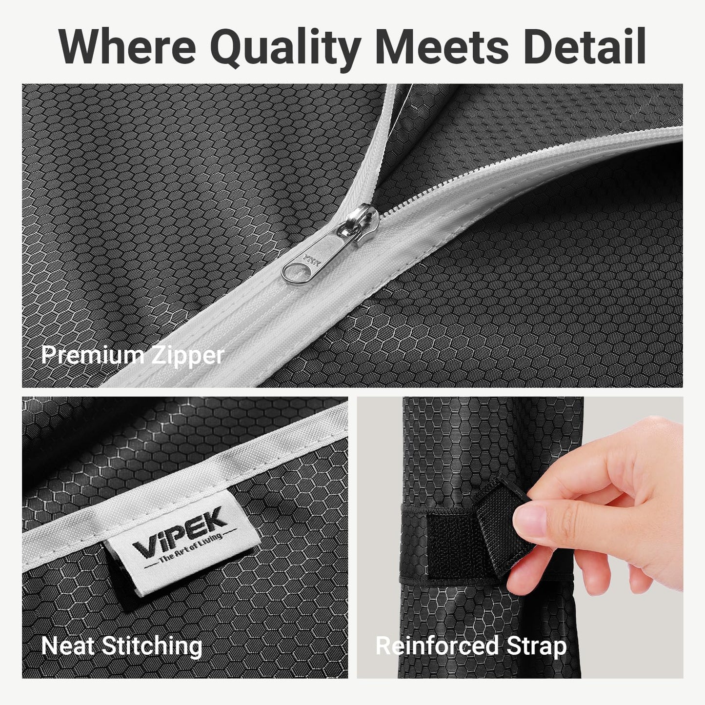 VIPEK V5C Heavy Duty Covered Clothes Rack Portable Closet Rack, Black Metal Clothing Rack with Black Upgarded Polyester Cover, Adjustable Custom Freestanding Closet Wardrobe, Max Load 800LBS