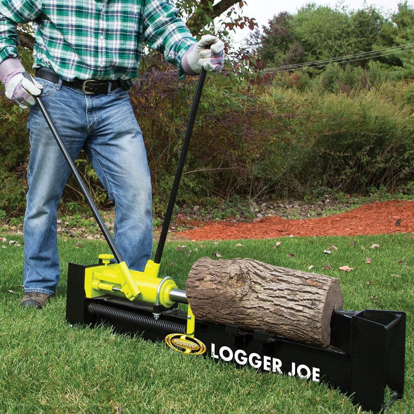 Sun Joe Cordless Manual Hydraulic Steel Beam Log Splitter, Portable and Compact, 10 Ton Capacity - Wood Splitting Machine and Equipment for Fireplace, Firewood, & Fire Stove Logs, LJ10M