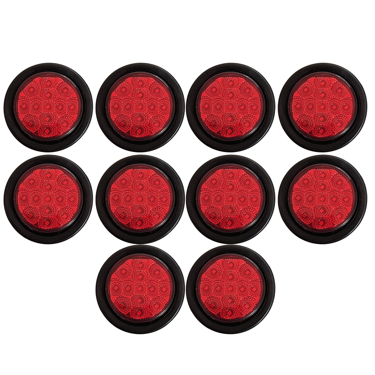 All Star Truck Parts 10x LED Clearance Side Marker Lights Kit 2.5in Round Red 13 Diodes Waterproof Model ASA2513R10