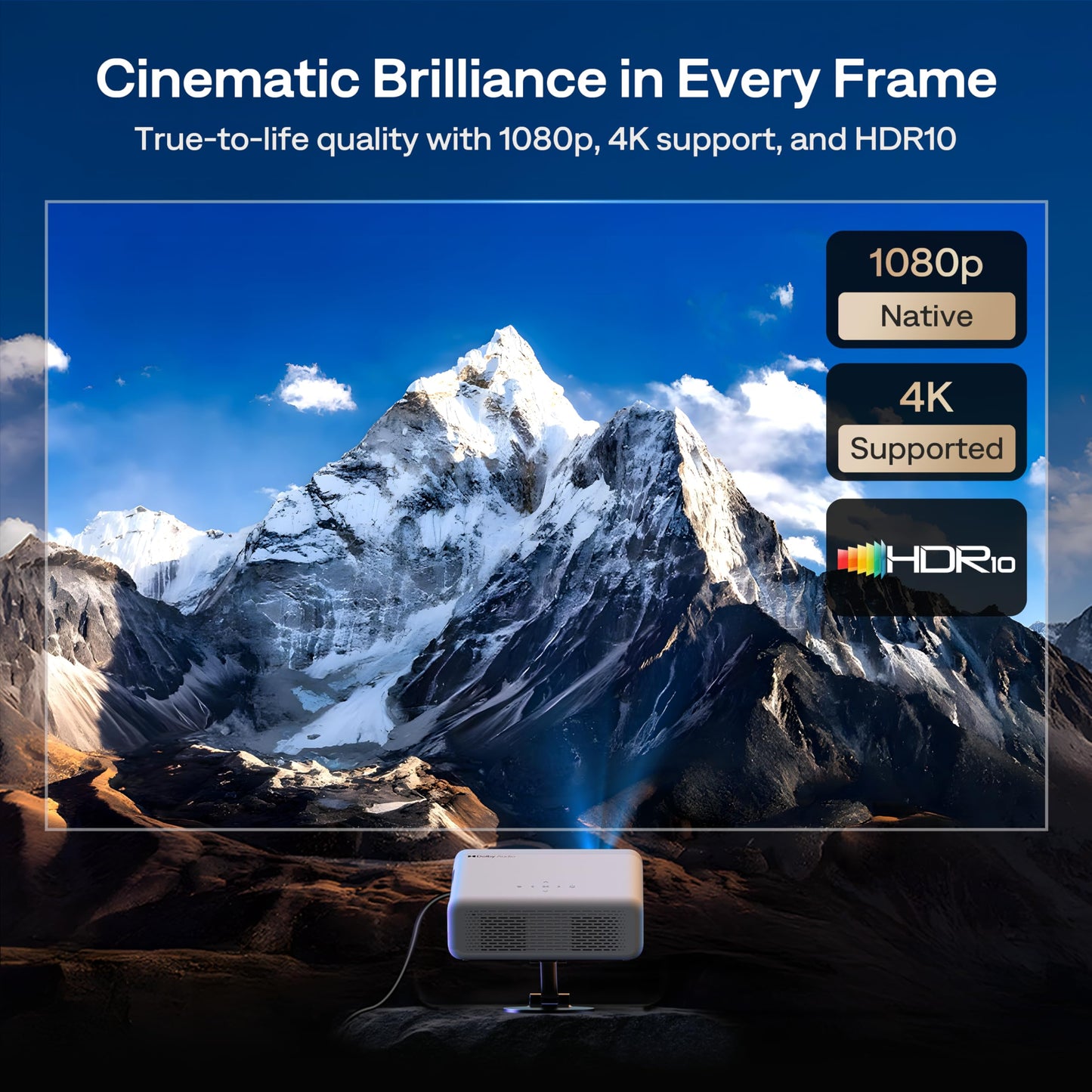 Aurzen EAZZE D1G 4K Supported Google TV Smart Projector with WiFi & Bluetooth, Auto Focus & Keystone, Dolby Audio, Zoom, Movie, Portable Mini Projector for Home & Outdoor Use