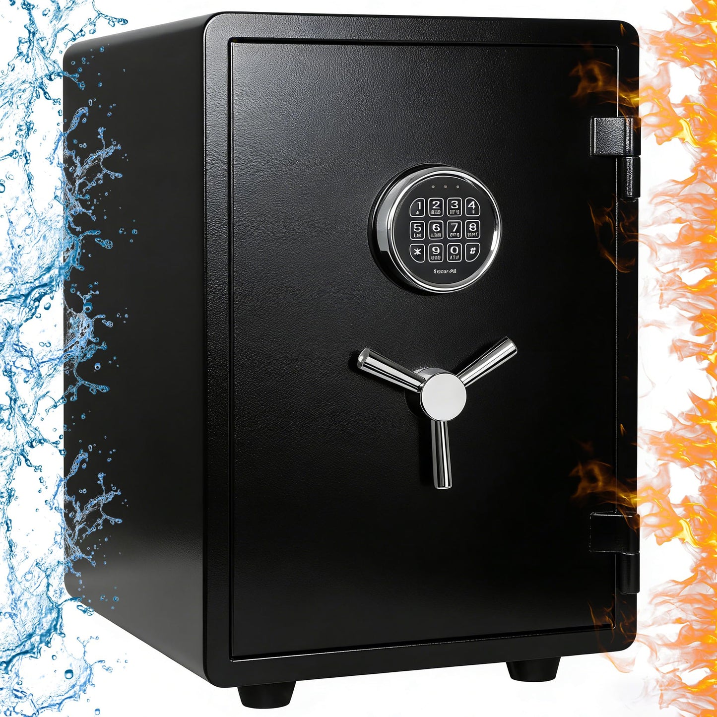 Waterproof and Fireproof Safe Box for Home with Digital - 0.9 Cubic Feet 94 lbs Heavy 1 Hours Fire Proof Safes - Home Safes Box for Firearm Medicine Money Valuables Document (Black, 94 LBS)