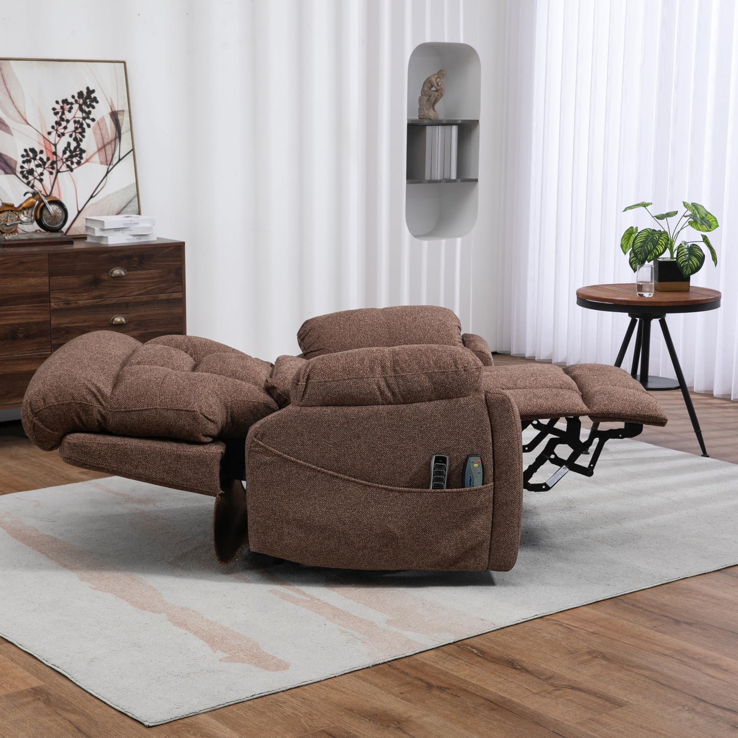 4 Motors Oversized Electric Lift Chair Power Recliner Sofa Chair for Adults with Massgae,Heat and Hidden Cup Holders, 180° Infinite Electric Reclining Armchair Comfy for Living Room, Bedroom,Office