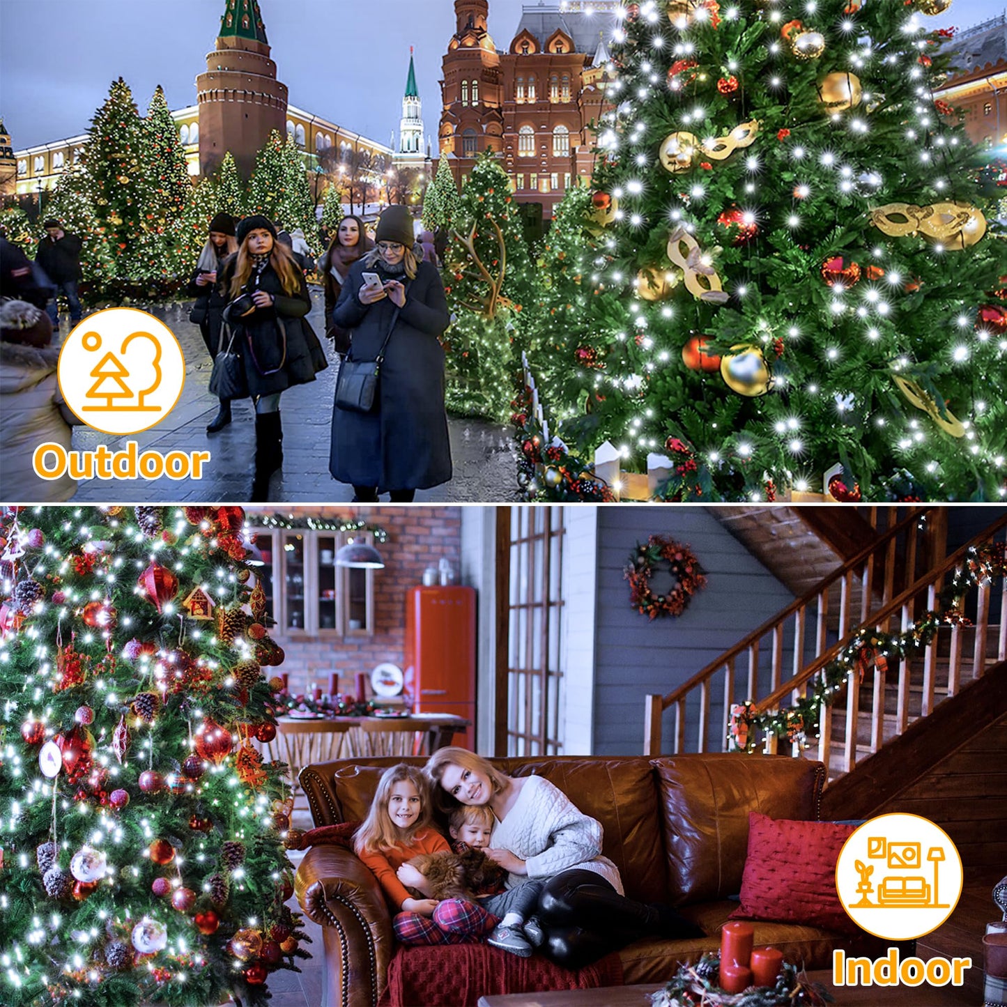 Ccinny Christmas Tree Lights, 300 LED, 8 Modes, Timer & Memory Function, Waterproof, White, Model NYB0300J