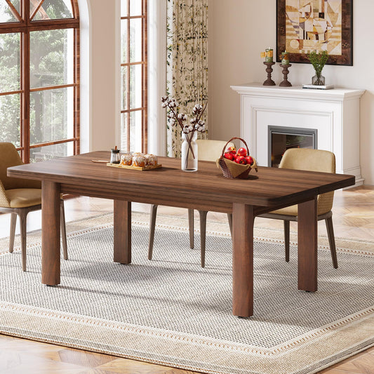 Tribesigns Farmhouse Wood Dining Table for 4-6 People, 63” Large Rectangle Kitchen Table, Dinner Table Kitchen & Dining Room Furniture with with Solid Wood Legs