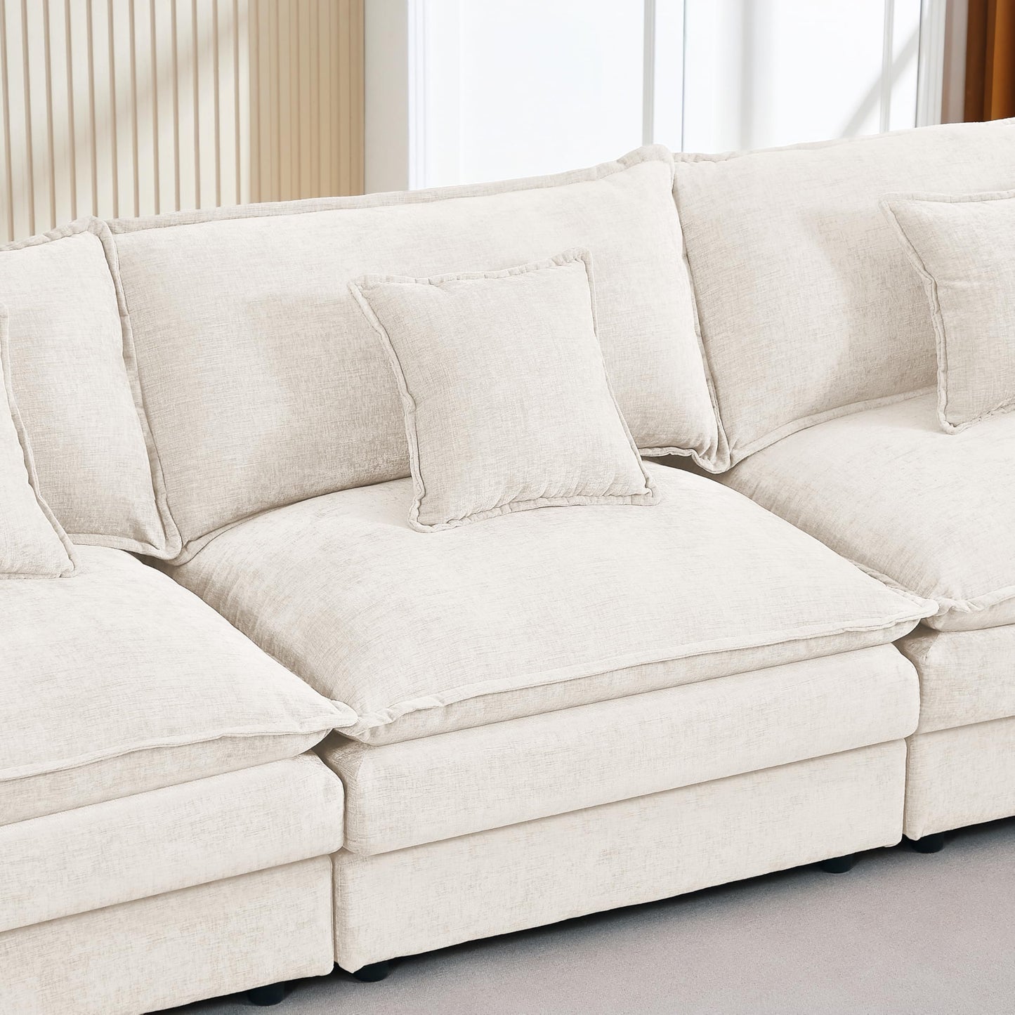 Eafurn 130.71" Oversized Reversible Modular Sectional Sofa Couch with 2 Ottomans - Deep Seat Chenille Modern U Shaped Sofa with Thickness Cushions and Pillows for Living Room, Bedroom