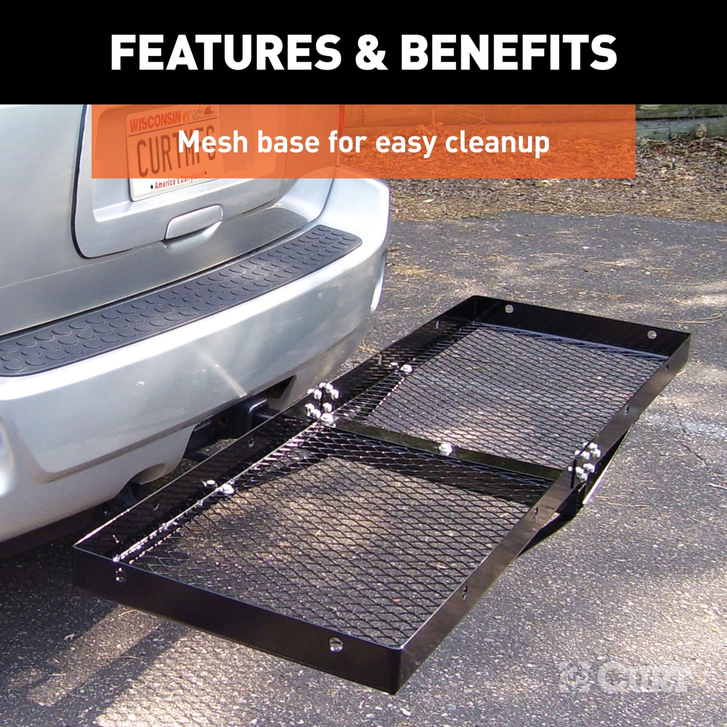 CURT 18109 Tray-Style Trailer Hitch Cargo Carrier, 500 lbs. Capacity, 60-Inch x 19-1/4-Inch, Fits 2-Inch Receiver