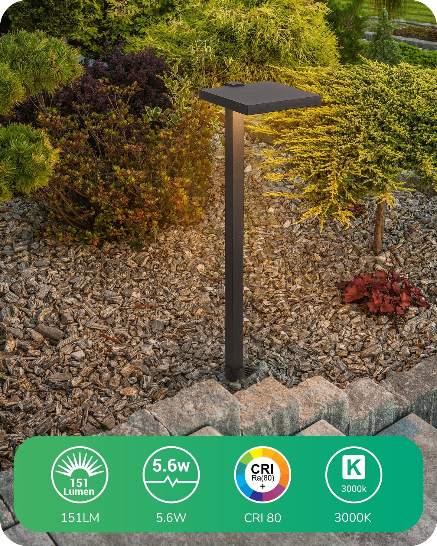 EDISHINE Low Voltage LED Landscape Lights 5.6W 151LM 3000K Waterproof, 12V Aluminum, Black, Model JDO1501LX-04, 4 Pack