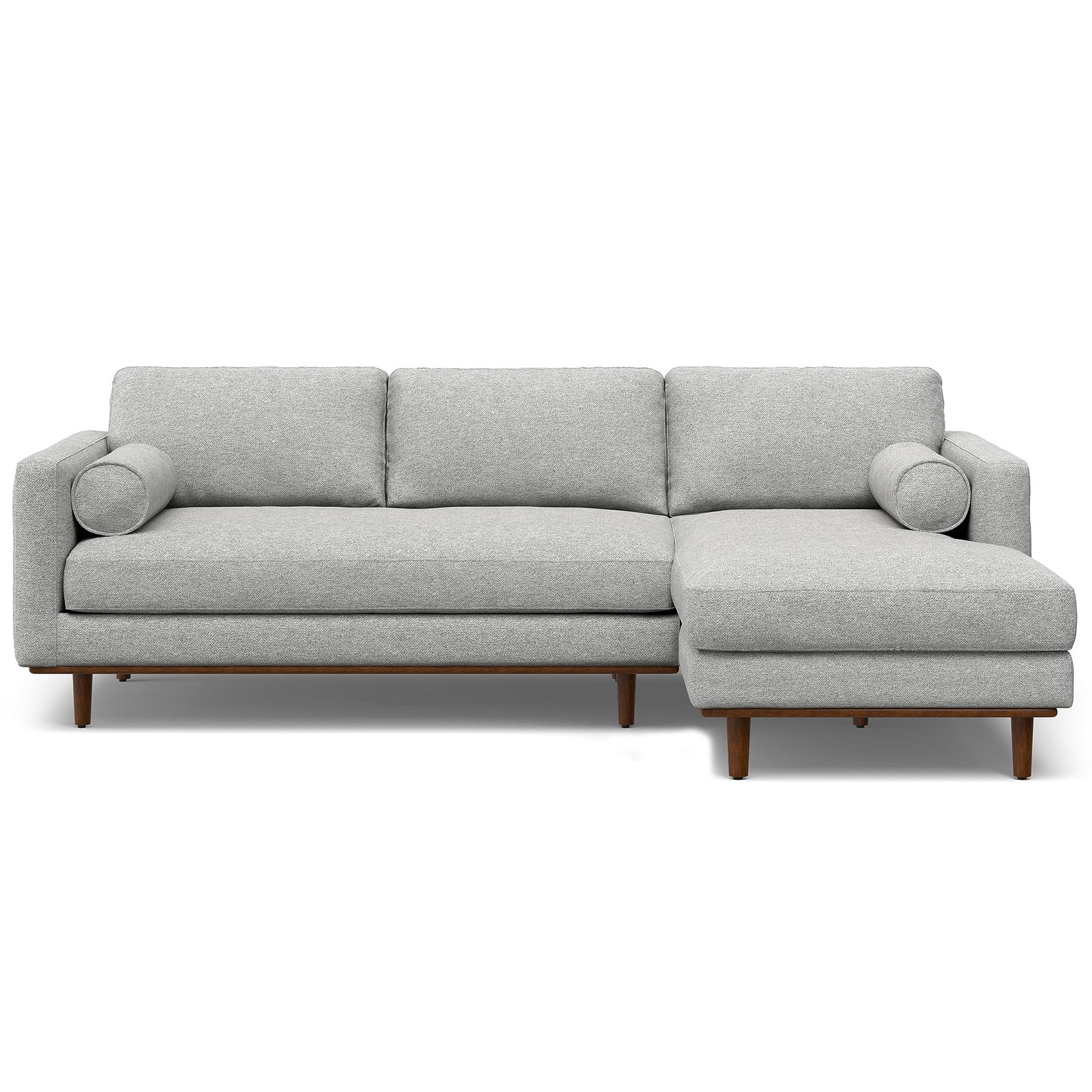SIMPLIHOME Morrison Right Sectional Sofa in Woven-Blend Recycled Polyester Fabric, Mist Grey, 102-inches Wide, L-Shaped Couch with Right Chaise for the Living Room and Family Room