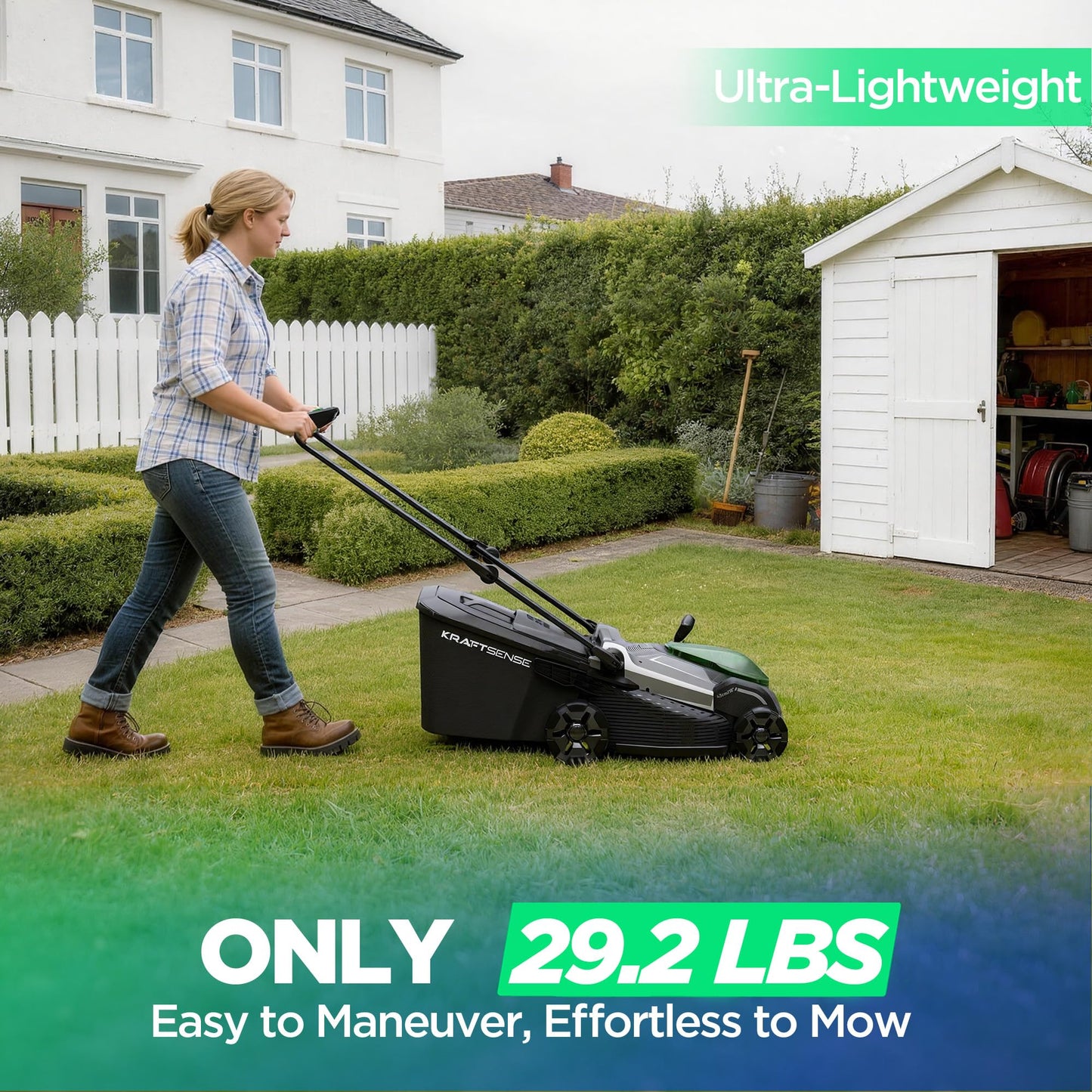 18" Electric Lawn Mower, 40V Self-Propelled Cordless Lawn Mower with 2x5.0Ah Batteries, Brushless Motor, 2-in-1 Mulching & Bagging, 6-Position Height Adjustment, for Small to Medium Yards