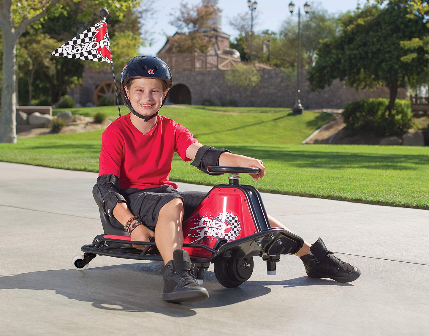 Razor Crazy Cart Sport - 24V Electric Drifting Go Kart, Variable Speed, Up to 12 mph, Up To 40 Minutes of Continuous Use, Drift Bar for Controlled Drifts, Ages 9+