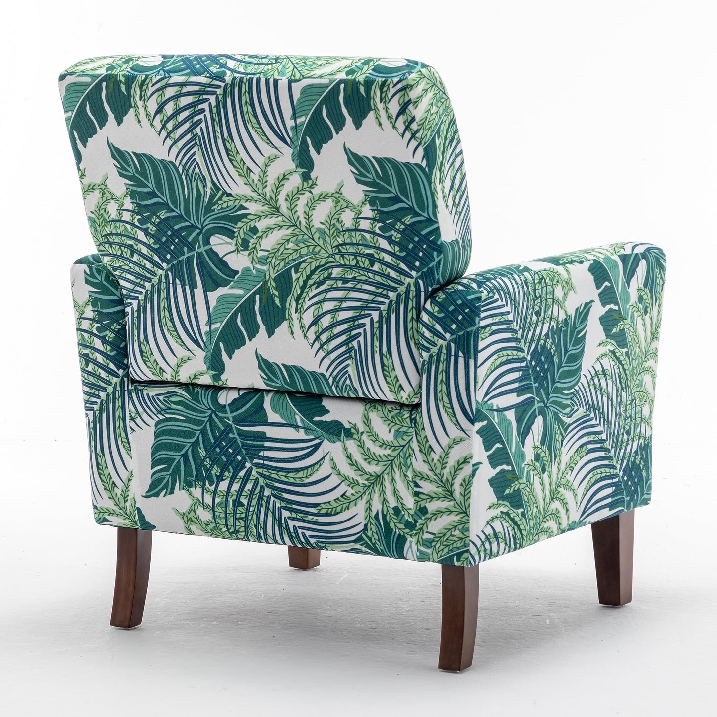 Container Furniture Direct Contemporary Accent Arm Chair with Birch Wood Frame and Velvet Upholstery, Armchair for Office and Living Room Decor, Removable Cushions, 01 Printed Fabric