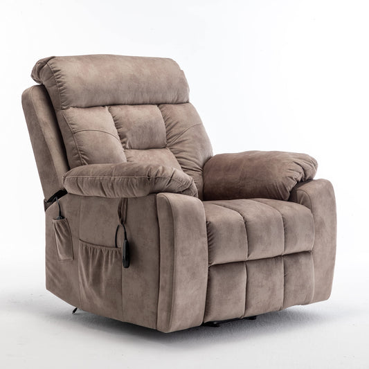 Acosure Electric Power Lift Relax Velvet Sofa Recliners Chair Living Room Furniture,German OKIN Motor,with/8-Point Vibration/5 Modes Massage/Lumbar Heating/Cup Holder,for Elderly,Light Tan, 40.94" D