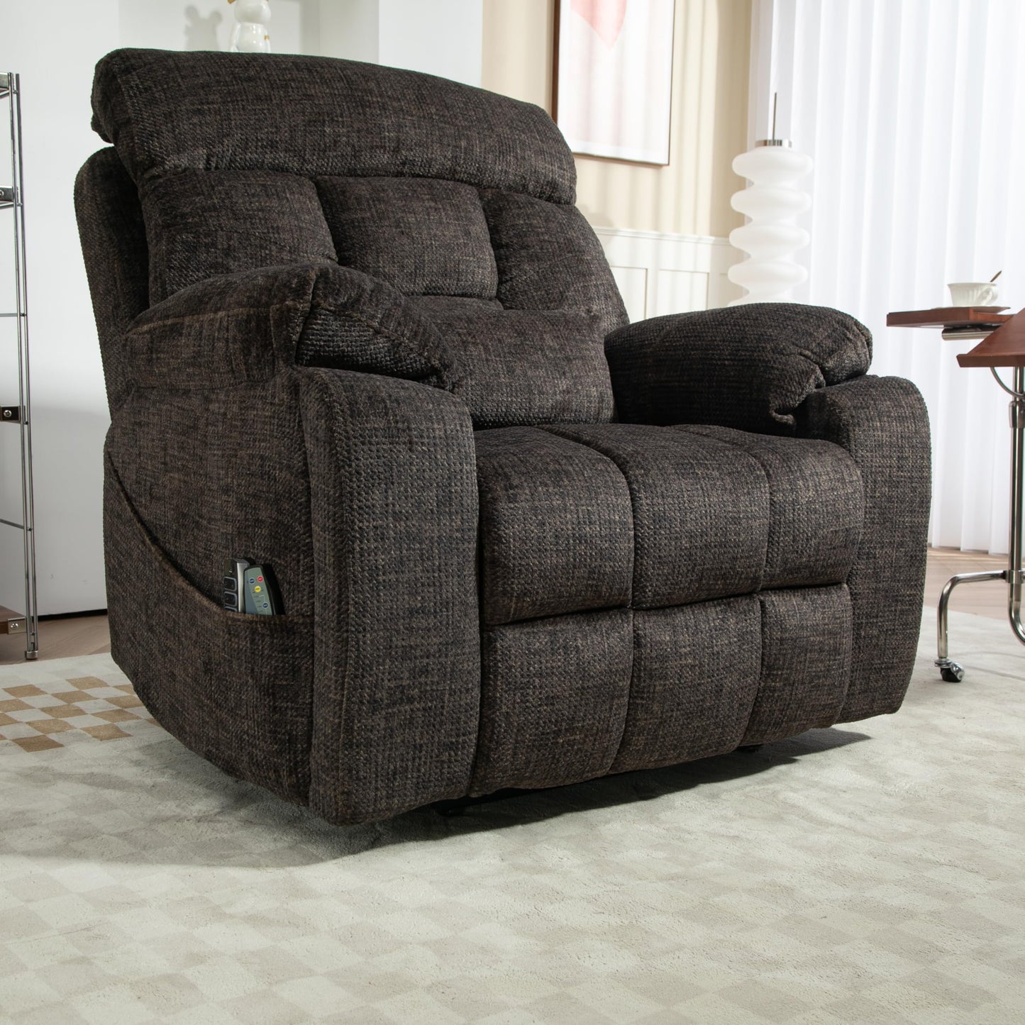 4 Motors Oversized Electric Lift Chair Power Recliner Sofa Chair for Adults with Massgae,Heat and Hidden Cup Holders, 180° Infinite Electric Reclining Armchair Comfy for Living Room, Bedroom,Office