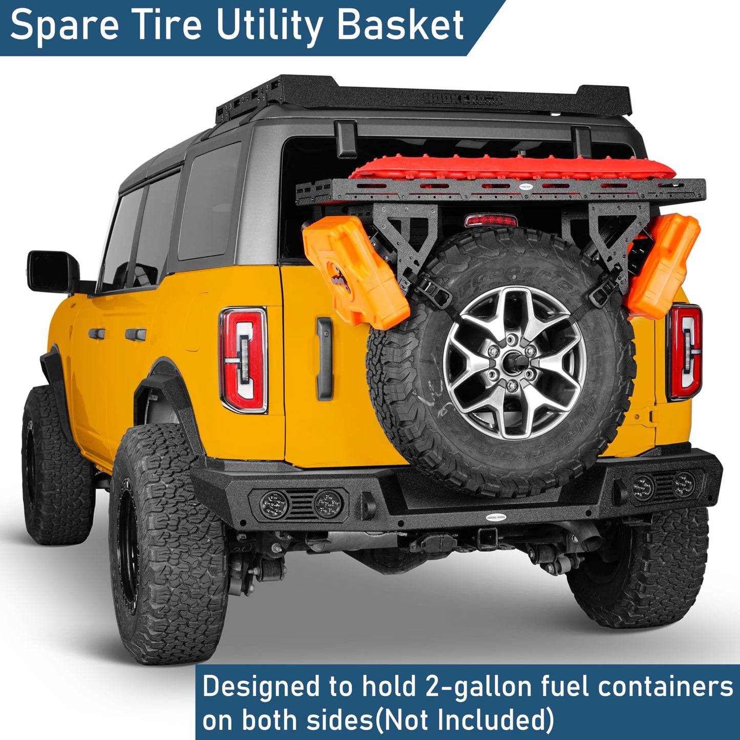 Hooke Road Universal Spare Tire Cargo Rack Basket Carrier for 30"-40" Tires, Fits for 1976-2026 Jeep Wrangler (CJ, YJ, TJ, JK, JL) & 2021-2026 Ford Bronco, SUV, RV