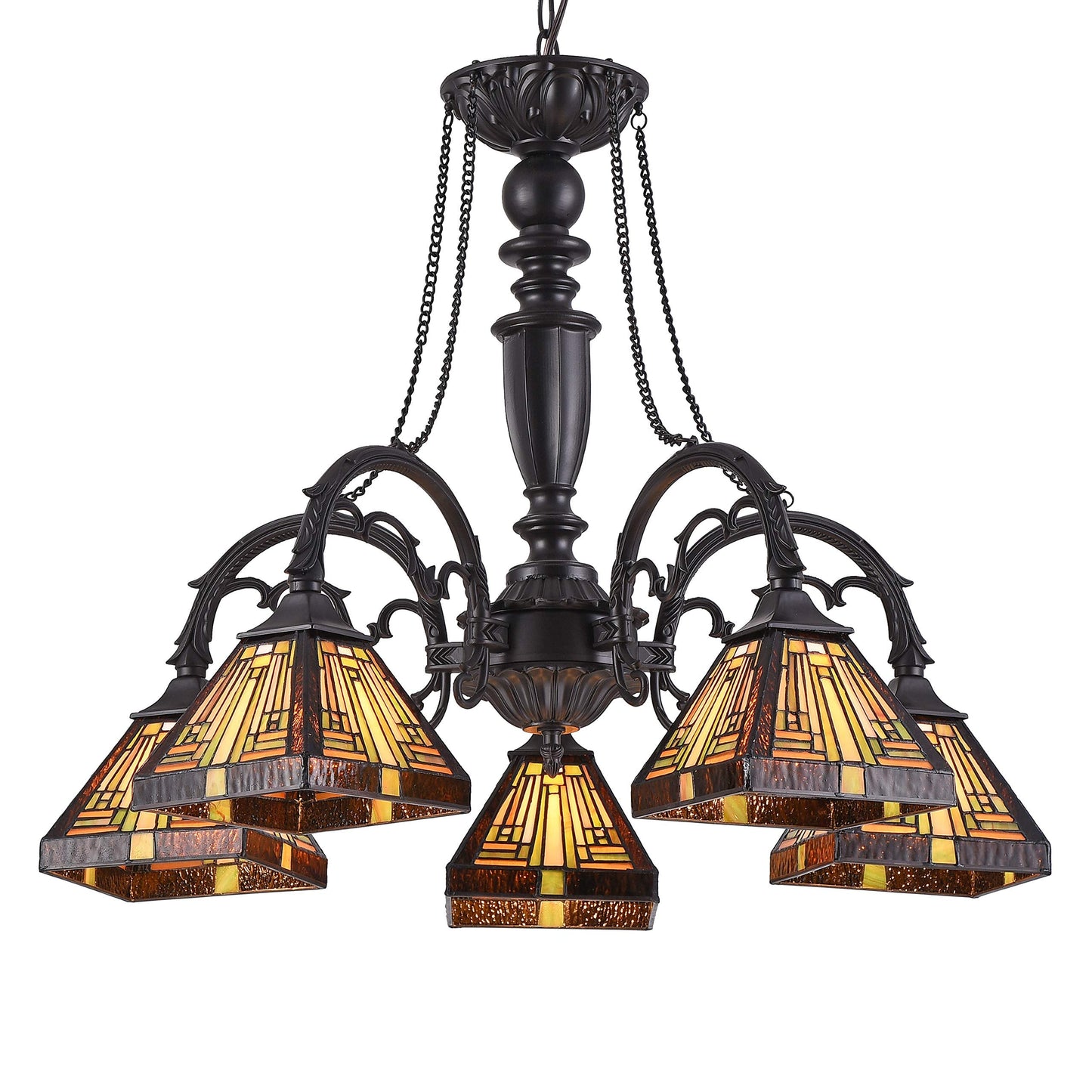Chloe Lighting Innes Tiffany-Style Chandelier, 5 Light, 27in Wide, Stained Glass, Model CH33359MR27-DC5