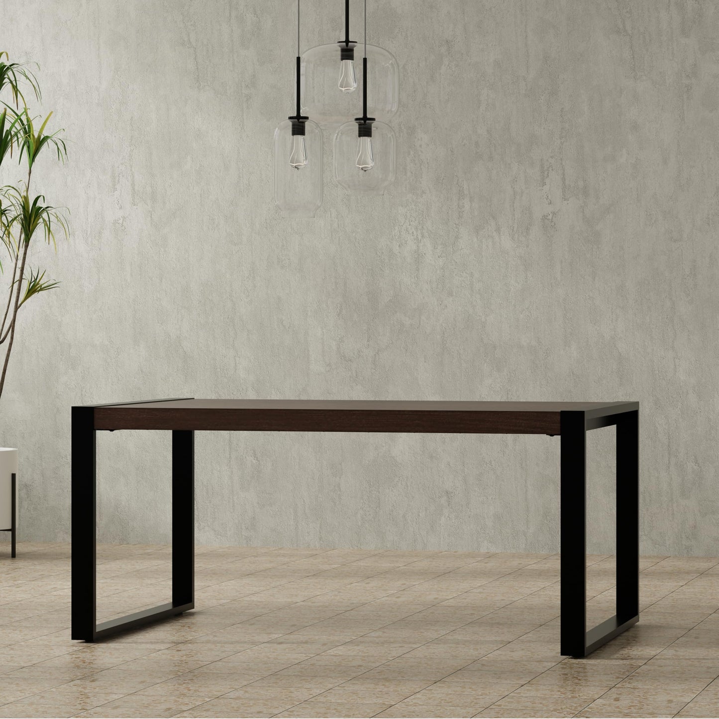 SIMPLIHOME McKenzie Dining Table - 66 inch Wide Solid Mango Wood Rectangular Table in Smoky Grey, Modern Industrial Style for Dining Room or Kitchen with Black Powder-Coated Iron Legs, Seats 4