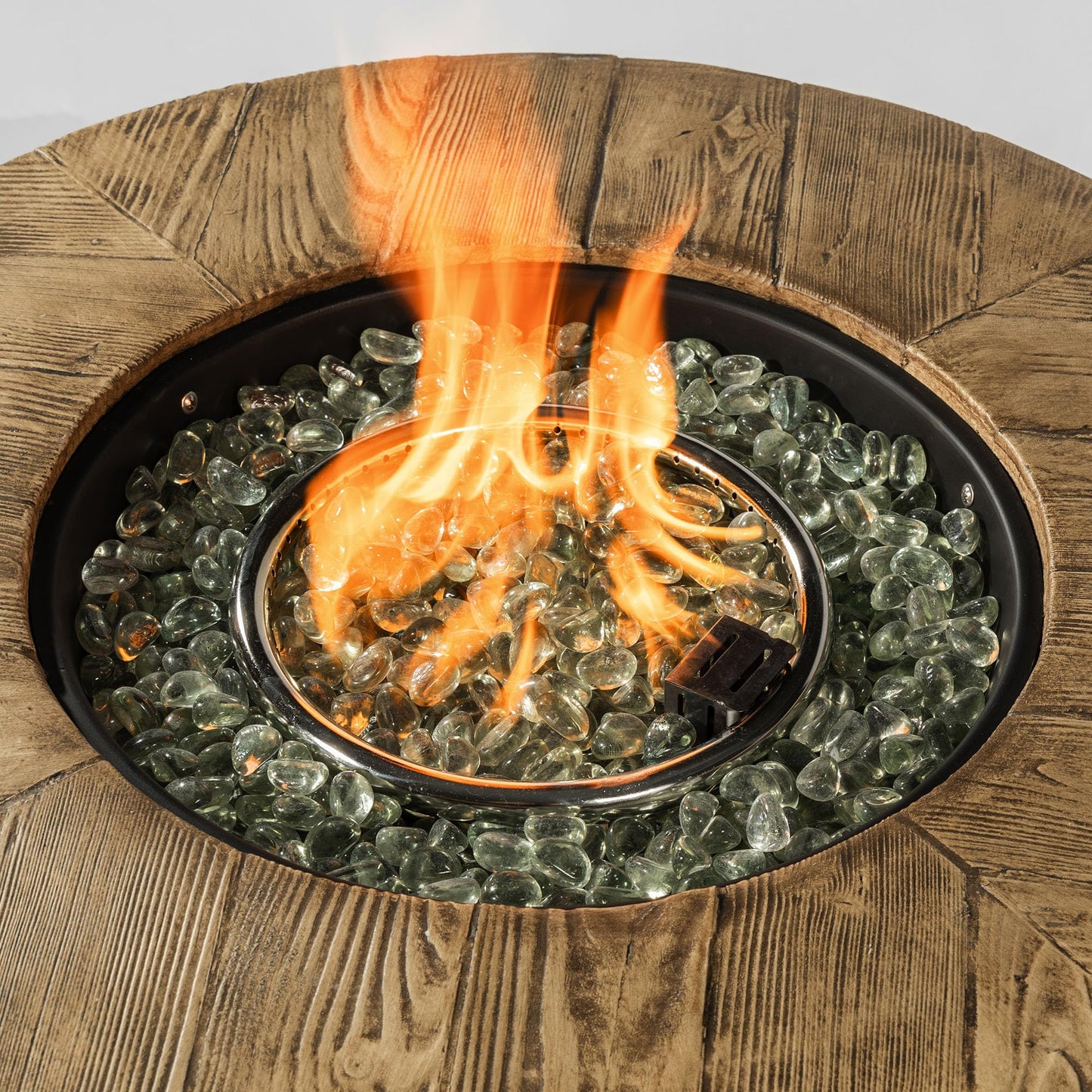 YOPTO 30inch Propane Round Fire Pit Table with 40000BTU and Stainless Steel Burner,Rattan Pattern Fireplace w/Piezo Electronic Lgniter & Rocks,Backyard Patio Garden Heater for Outdoor,Black