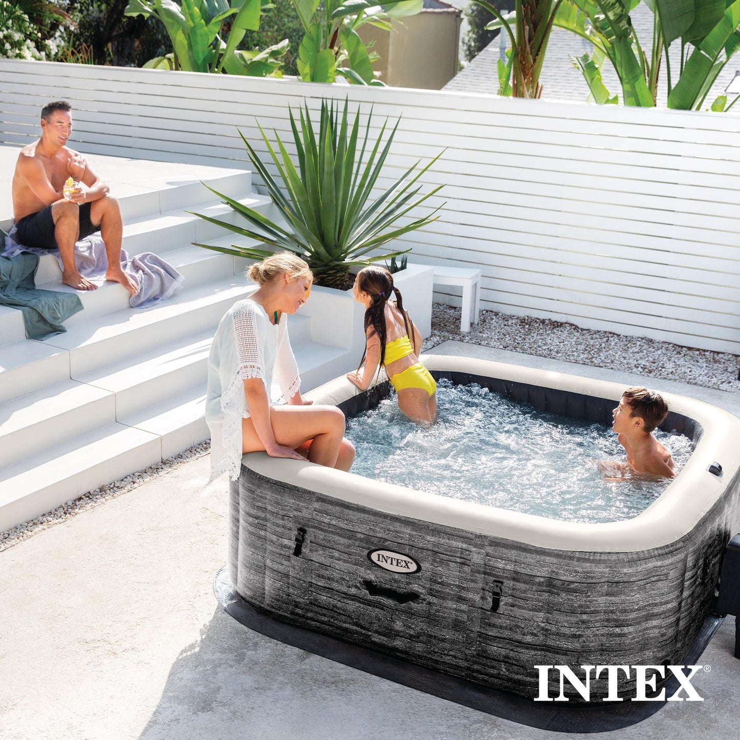 Intex PureSpa Plus 6 Person Round Inflatable Hot Tub, Bubble Massage Spa Set, Energy Efficient & Saltwater Compatible (Cell Not Included), 77 in x 28 in