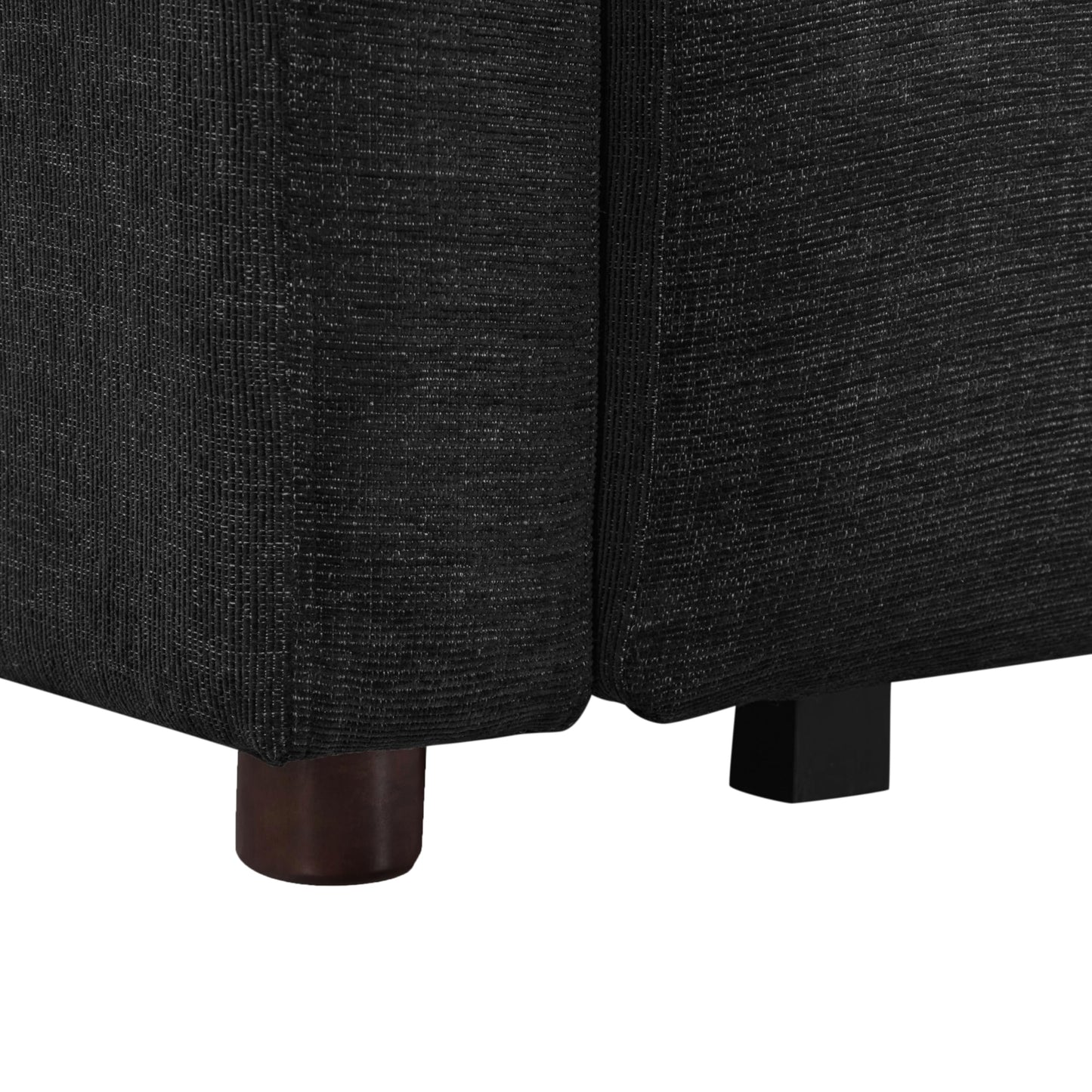 Serta Glendale 90.2" Queen Size Wall-Hugging Convertible Sofa, Dreamcoil Comfort, Chenille Fabric, Black