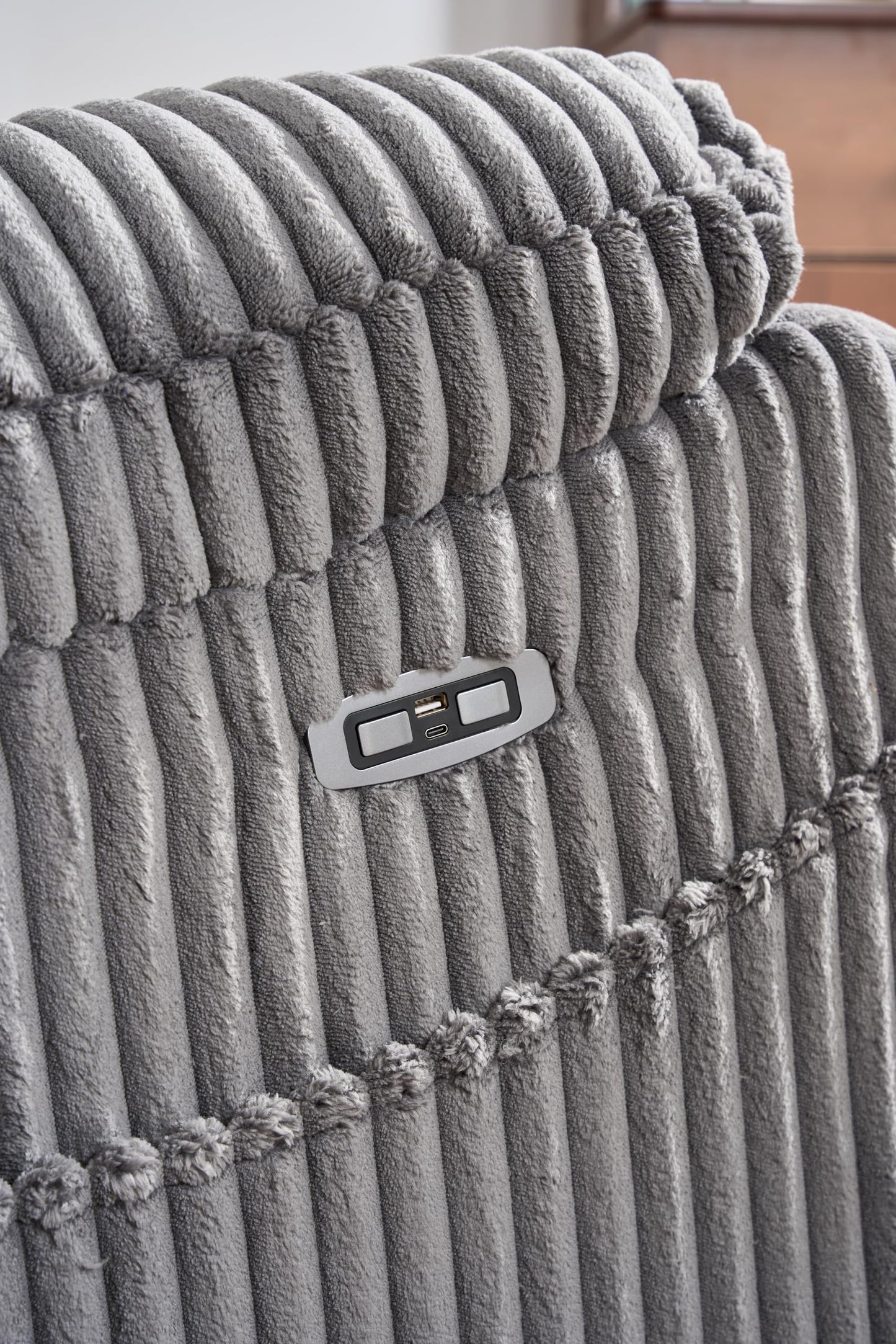 ERYE Oversized Glider Rocker Chair 270° Swivel & Power Reclining Chair W/Vibration Heat and USB-C Ports,Power Recliner Armchair Corduroy Upholstered Nursery Armchair