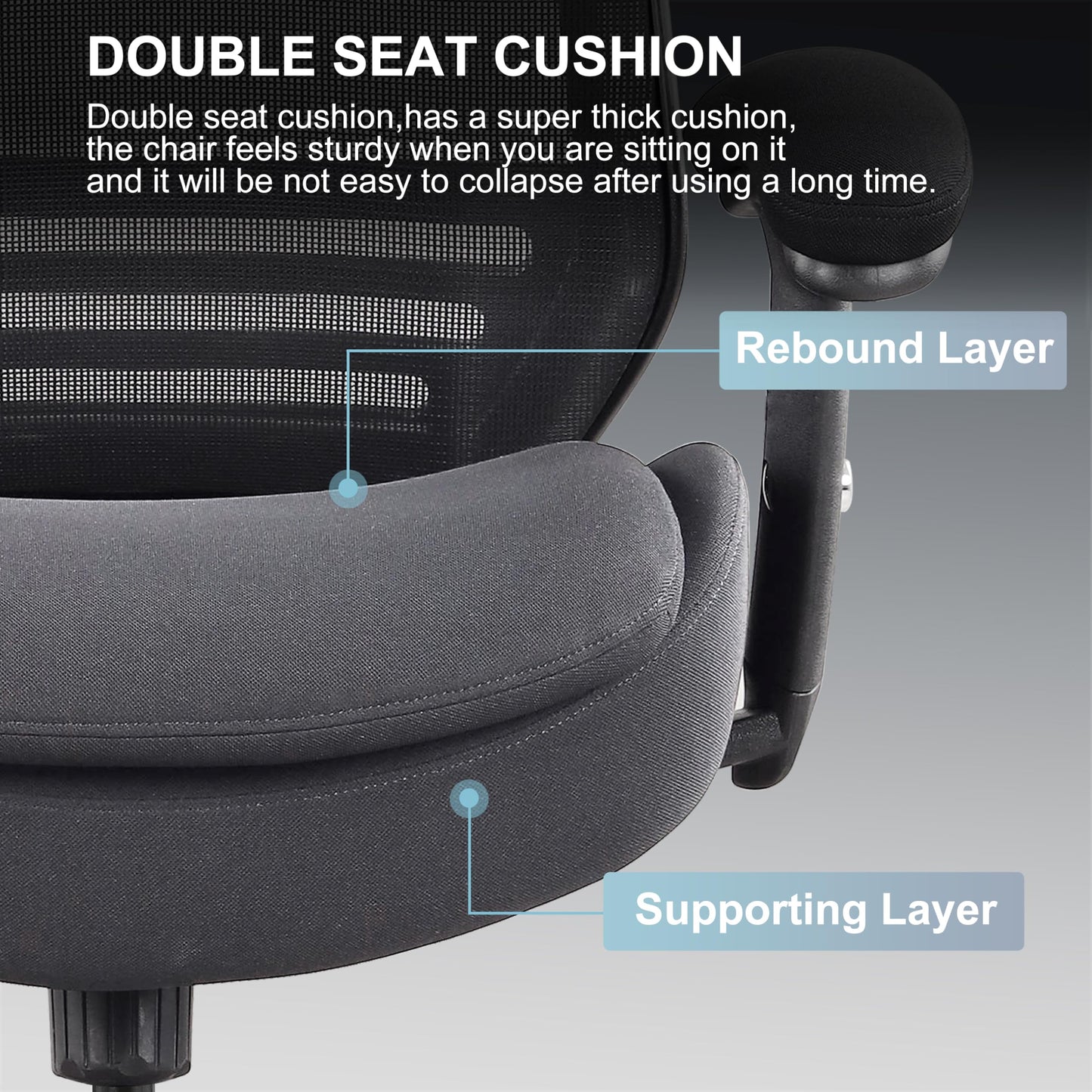 WITTLONG 400lbs Office Drafting Chair Wide Dual Seat Cushion for High Standing Desk with Lumbar Support and Enlarged Adjustable Footrest-Black