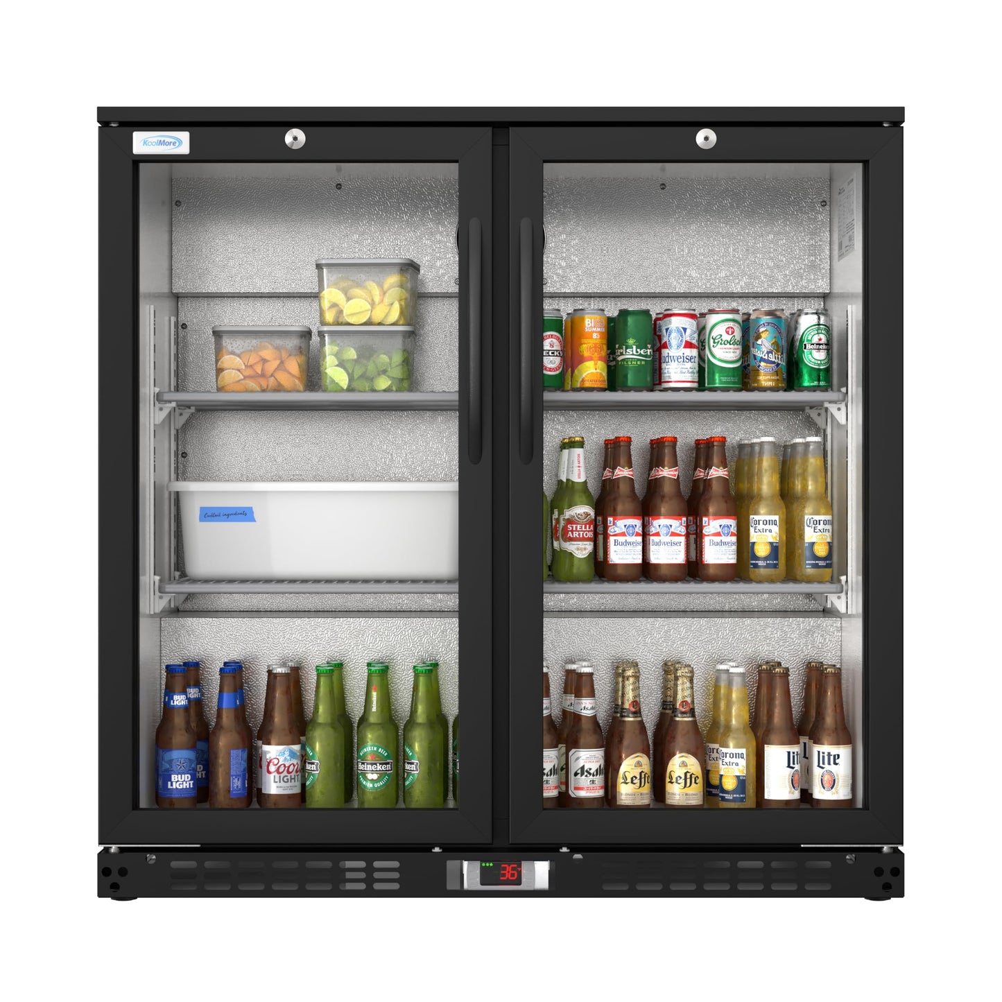 KoolMore BC-2DSW-BK Refrigerator, Double Door, Black
