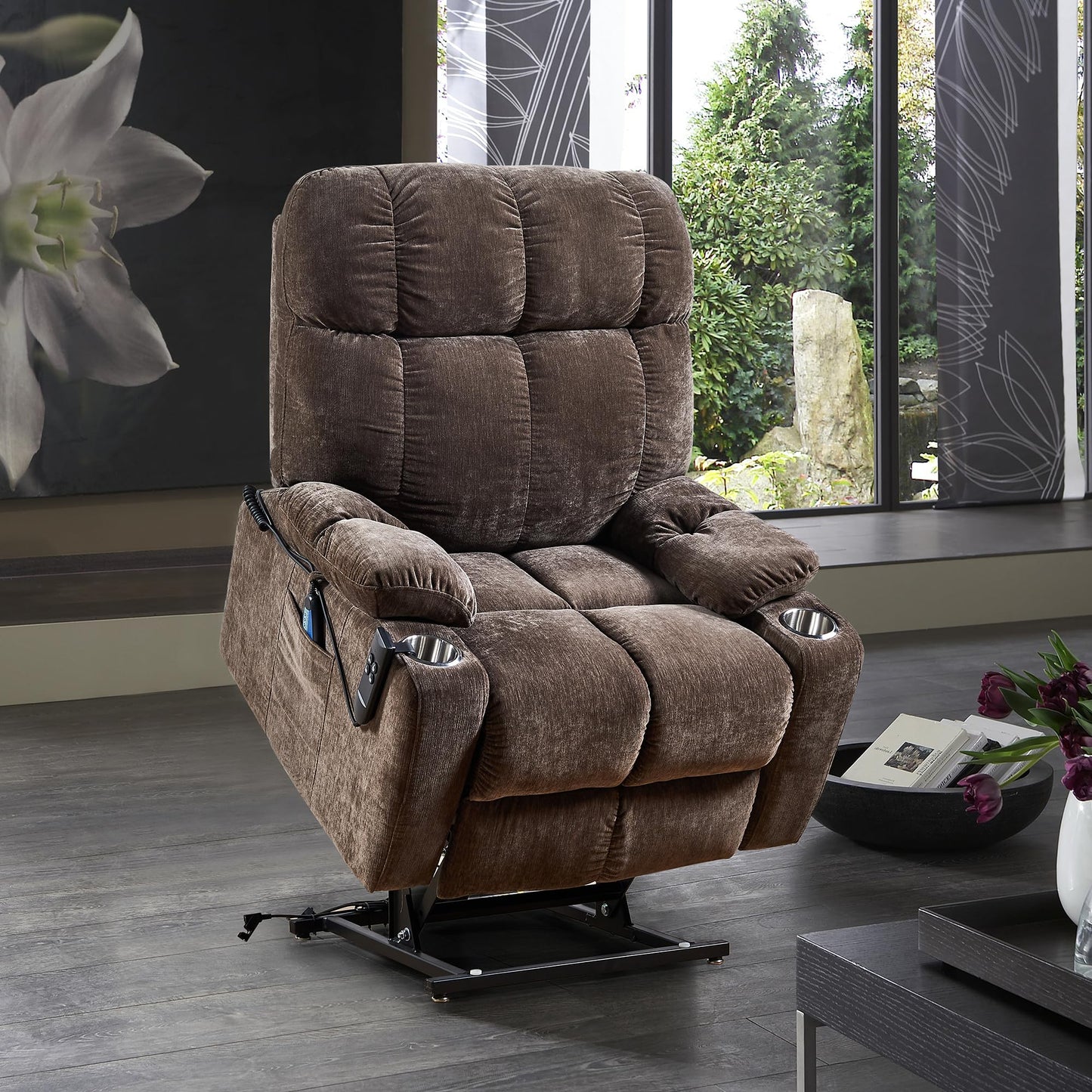 Electric Power Lift Recliner Chair for Elderly W/Massage and Heat, Infinite Positions Adjustable 2 Remote Controllers Upholstered Recliner & Armchair