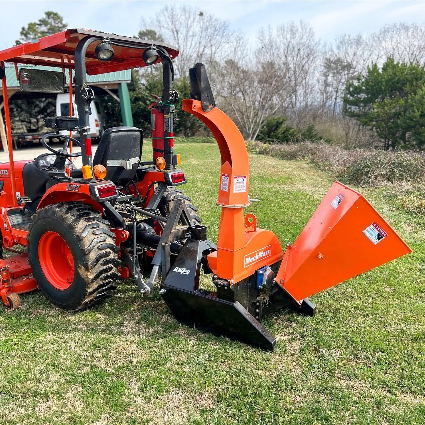 MechMaxx 4'' Inch PTO Powered 3 Point Wood Chipper Shredder Mulcher Attachment for Tractors Up to 45HP, (PTO Shaft Included), Model BX42S