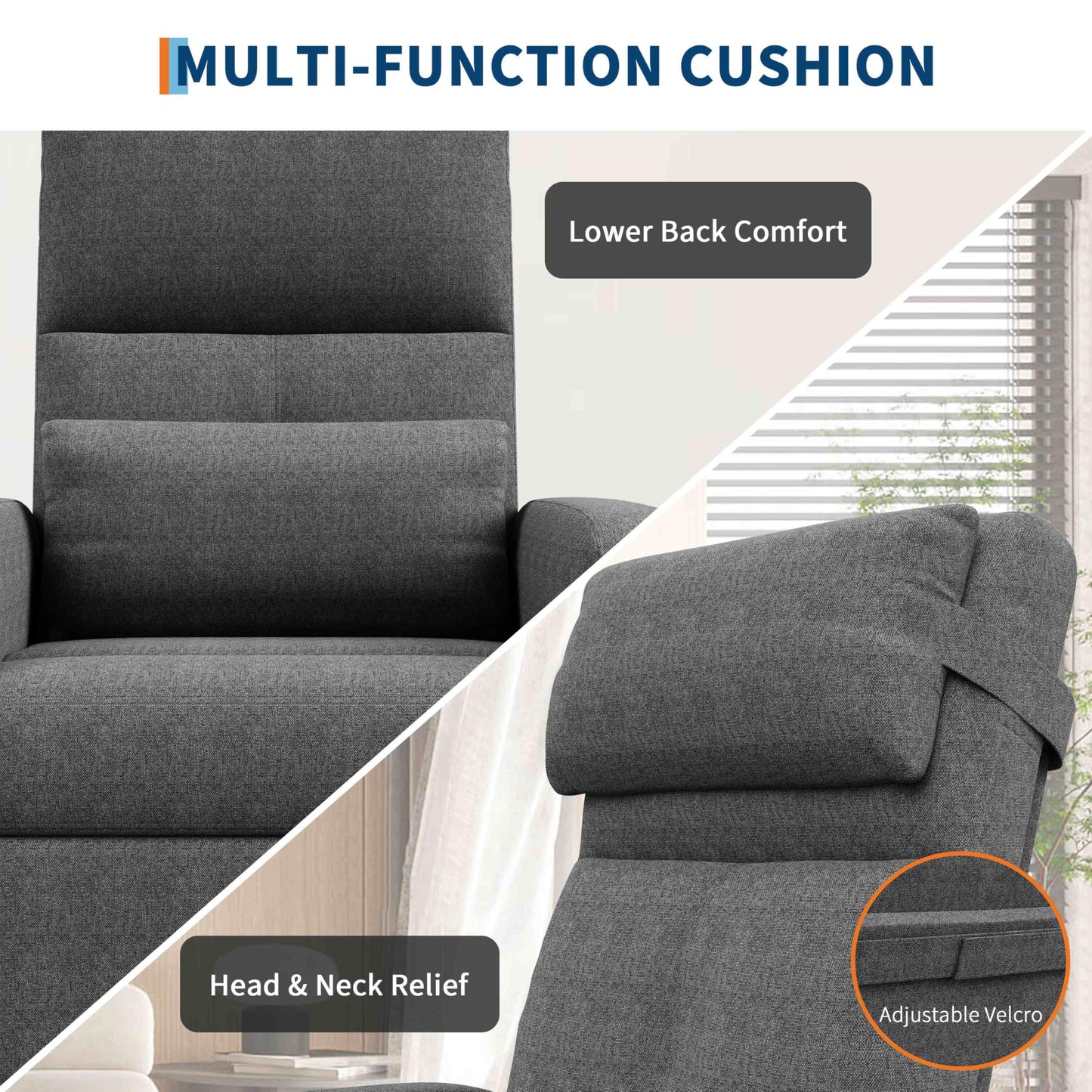Garvee Power Recliner Chair, Adjustable Electric Recliner Ergonomic Overstuffed Single Sofa, Padded Seat, Side Pockets and USB Port, Home Theater Seating for Living Room