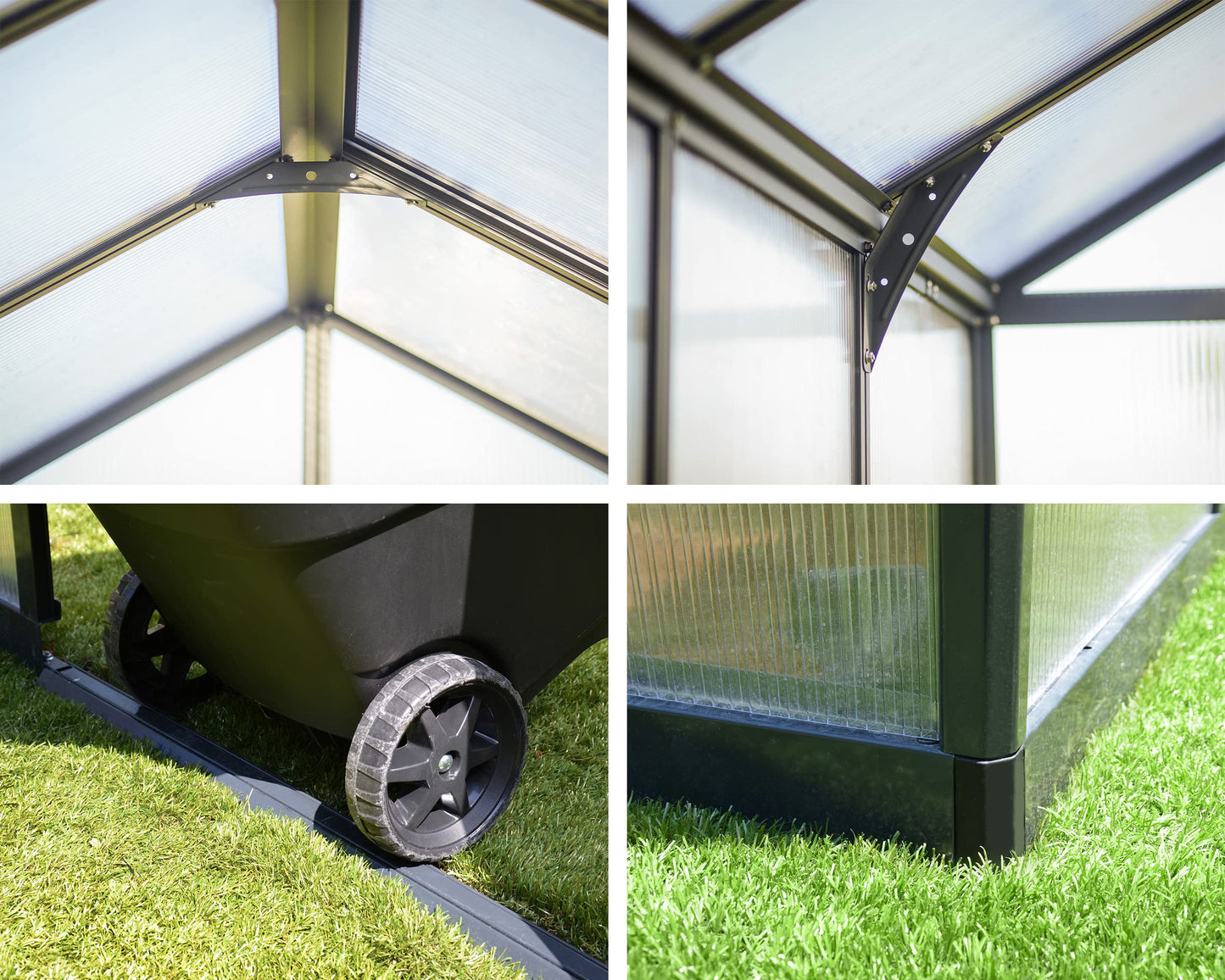 Palram - Canopia Glory 8 Ft. x 12 Ft. Greenhouse Kit Hobby DIY Walk In Green House Heavy Duty Polycarbonate with Aluminium Frame, with Lockable Door and Vent for Garden, Backyard (Gray)