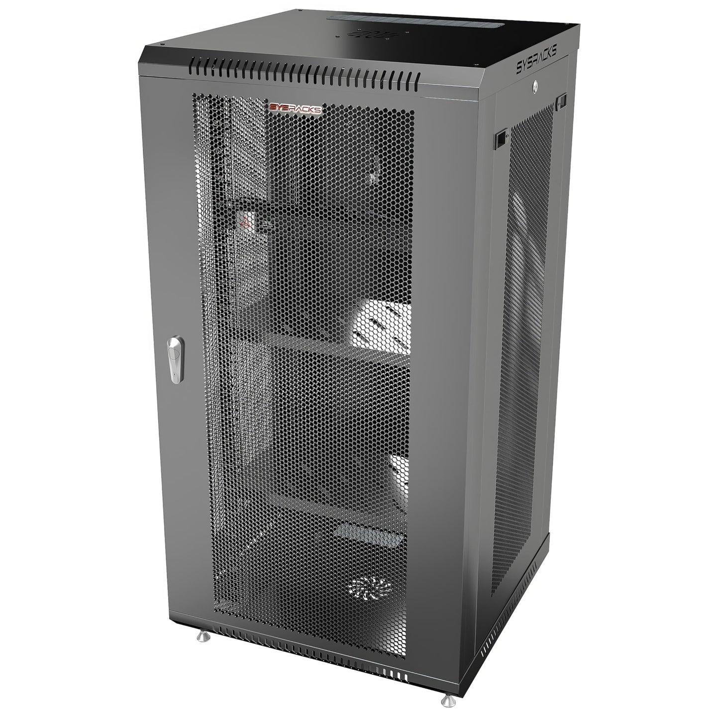 22U Wall Mount Server Rack Cabinet 24” Deep, 19” Network Enclosure for Home Lab with Fan, PDU, 2 Shelves, Casters & Feet, Locking Mesh Door